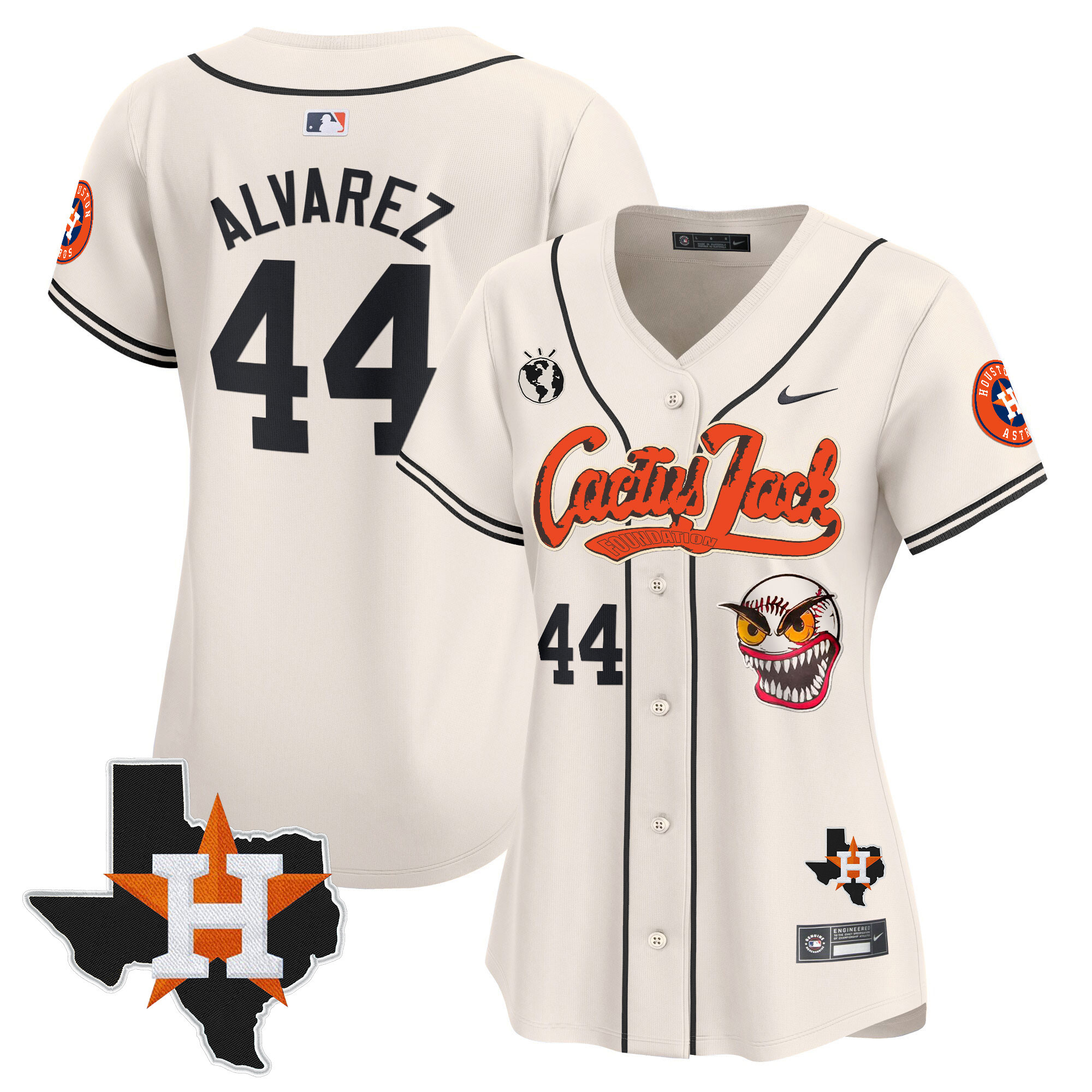 Women's Houston Astros Cactus Jack Patch Vapor Premier Limited Jersey V6 - Stitched - Image 6