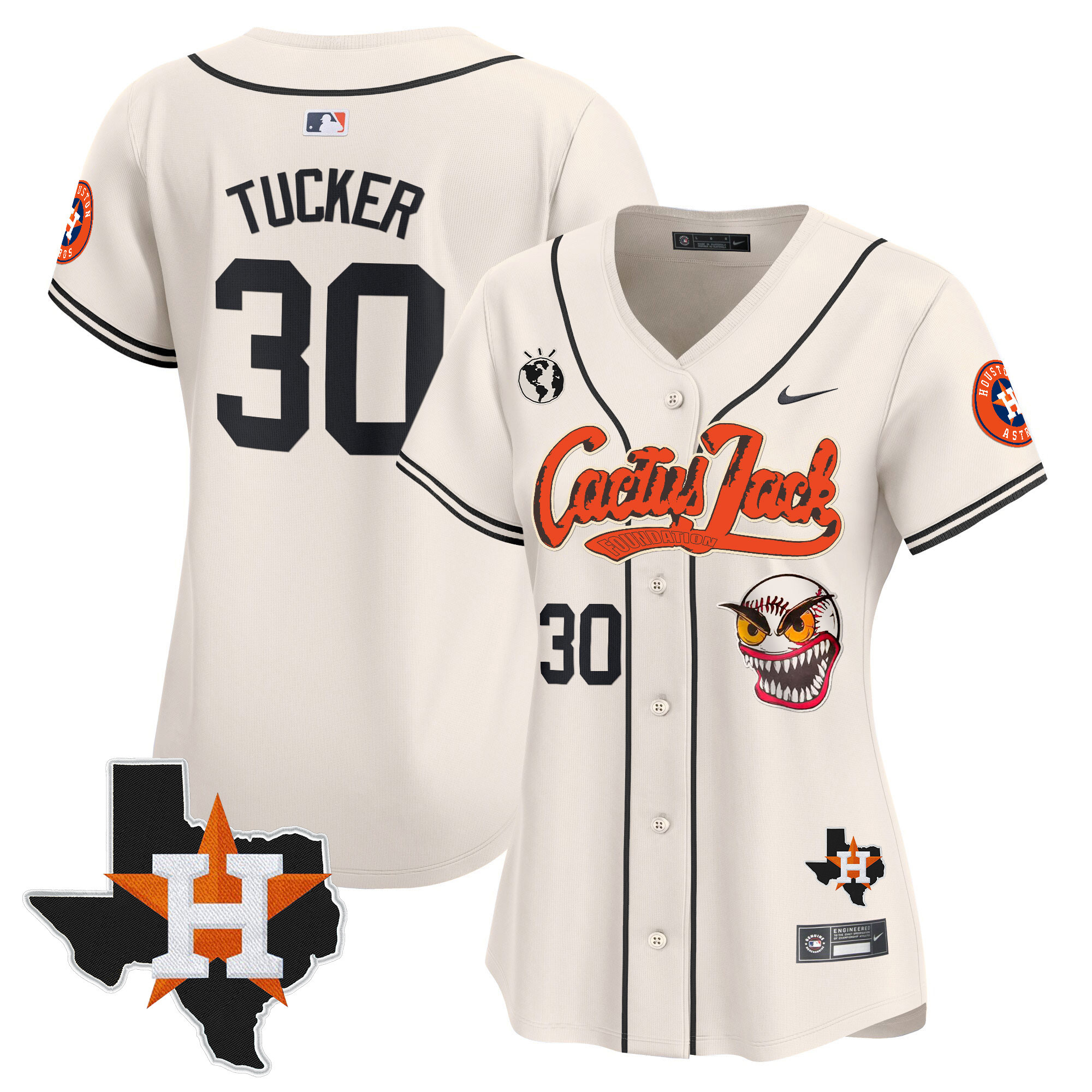 Women's Houston Astros Cactus Jack Patch Vapor Premier Limited Jersey V6 - Stitched - Image 8