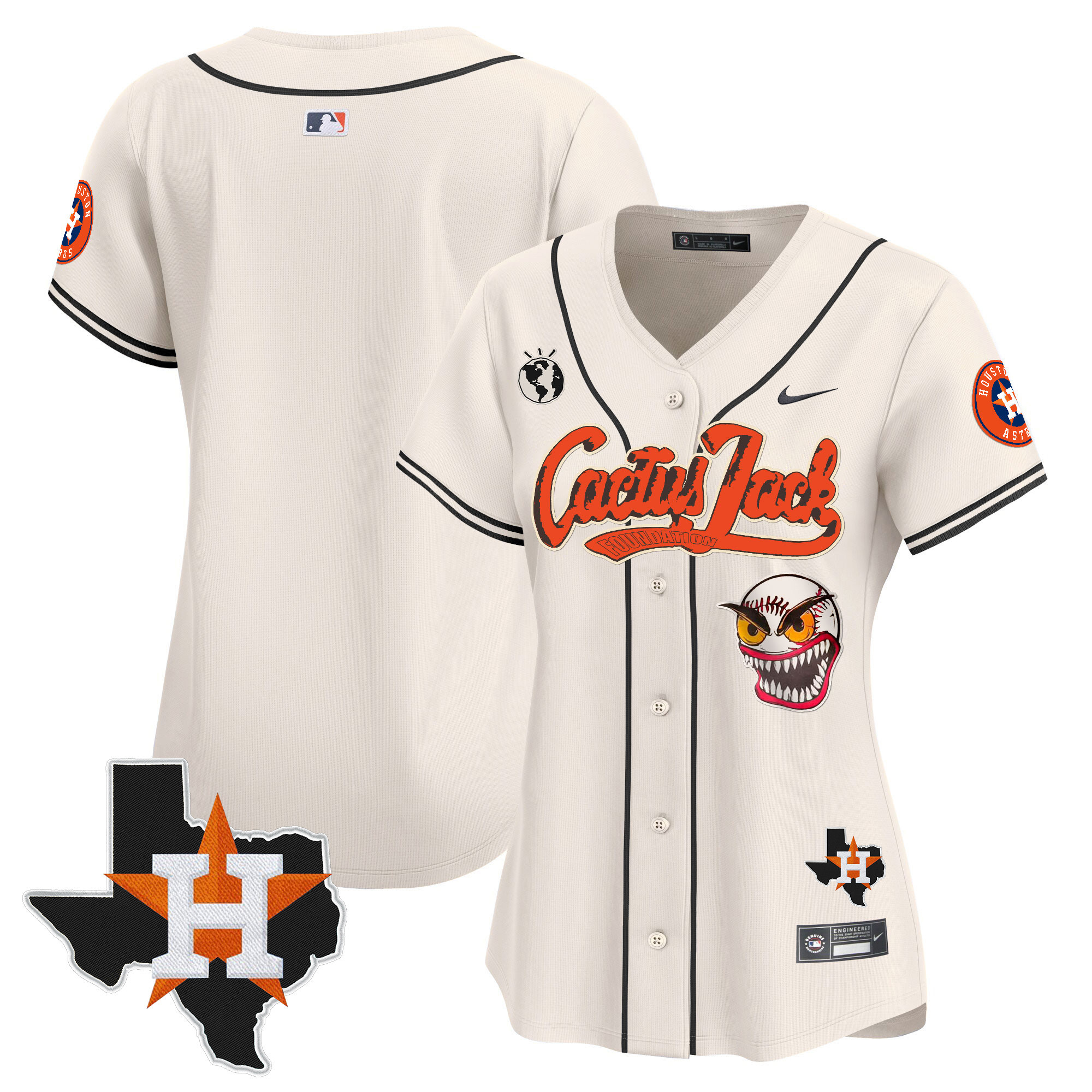 Women's Houston Astros Cactus Jack Patch Vapor Premier Limited Jersey V6 - Stitched - Image 9