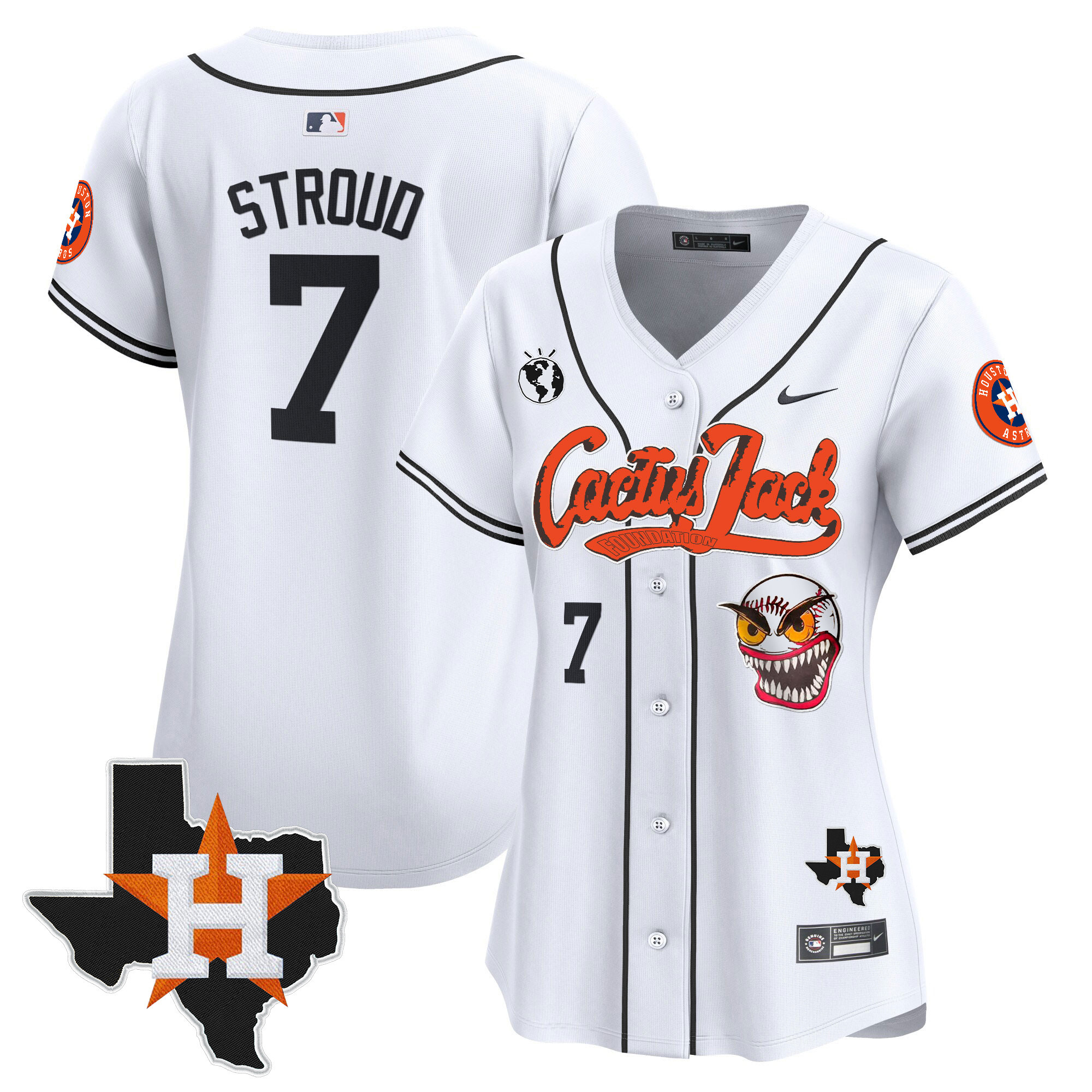 Women's Houston Astros Cactus Jack Patch Vapor Premier Limited Jersey V6 - Stitched - Image 10