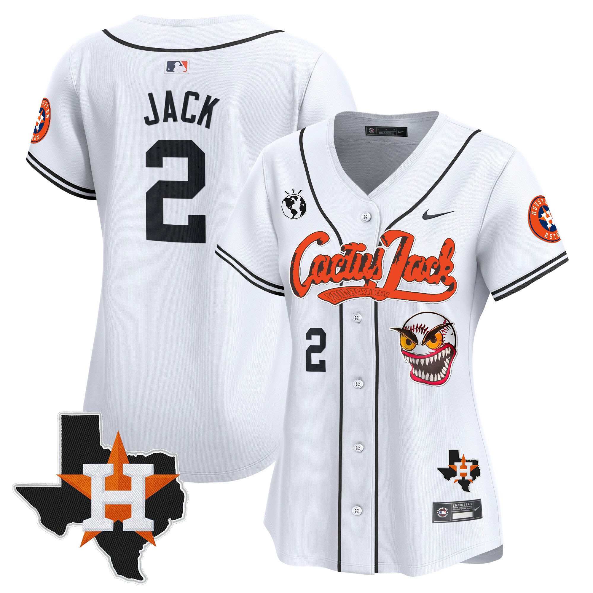 Women's Houston Astros Cactus Jack Patch Vapor Premier Limited Jersey V6 - Stitched - Image 11