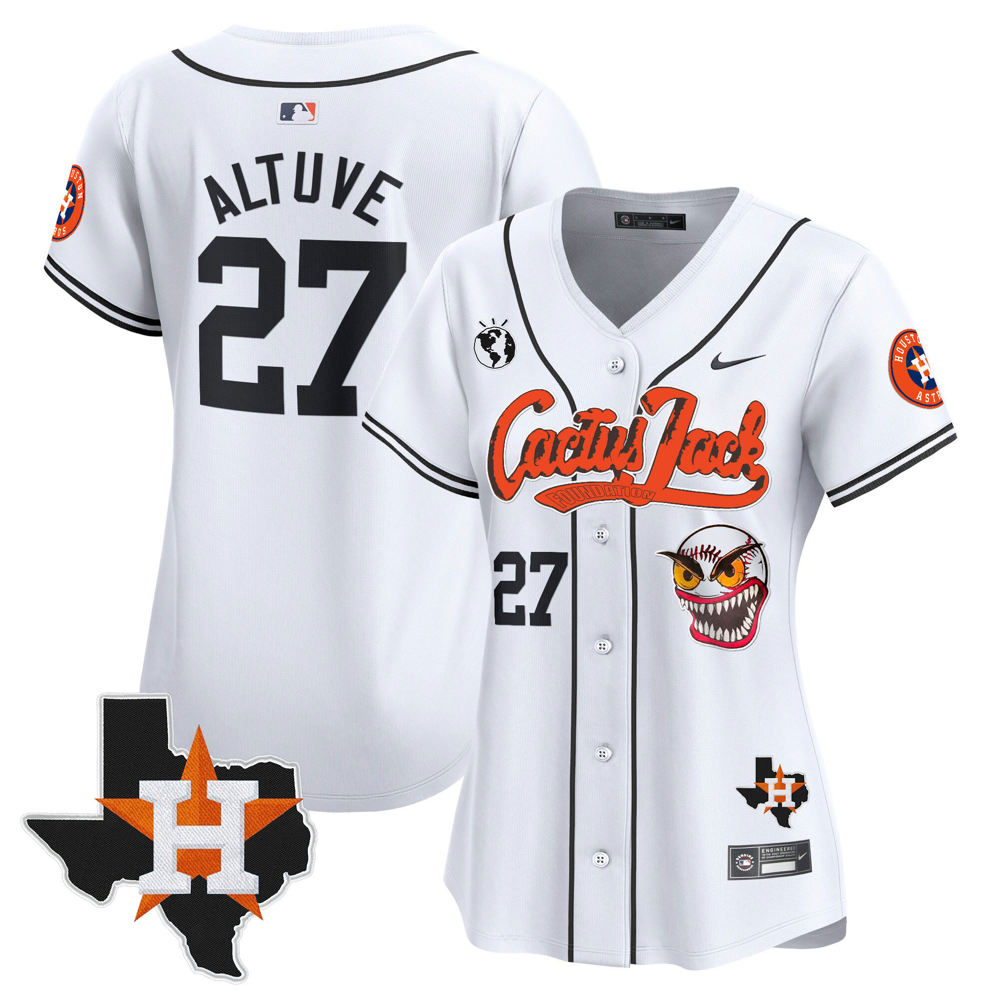 Women's Houston Astros Cactus Jack Patch Vapor Premier Limited Jersey V6 - Stitched - Image 14