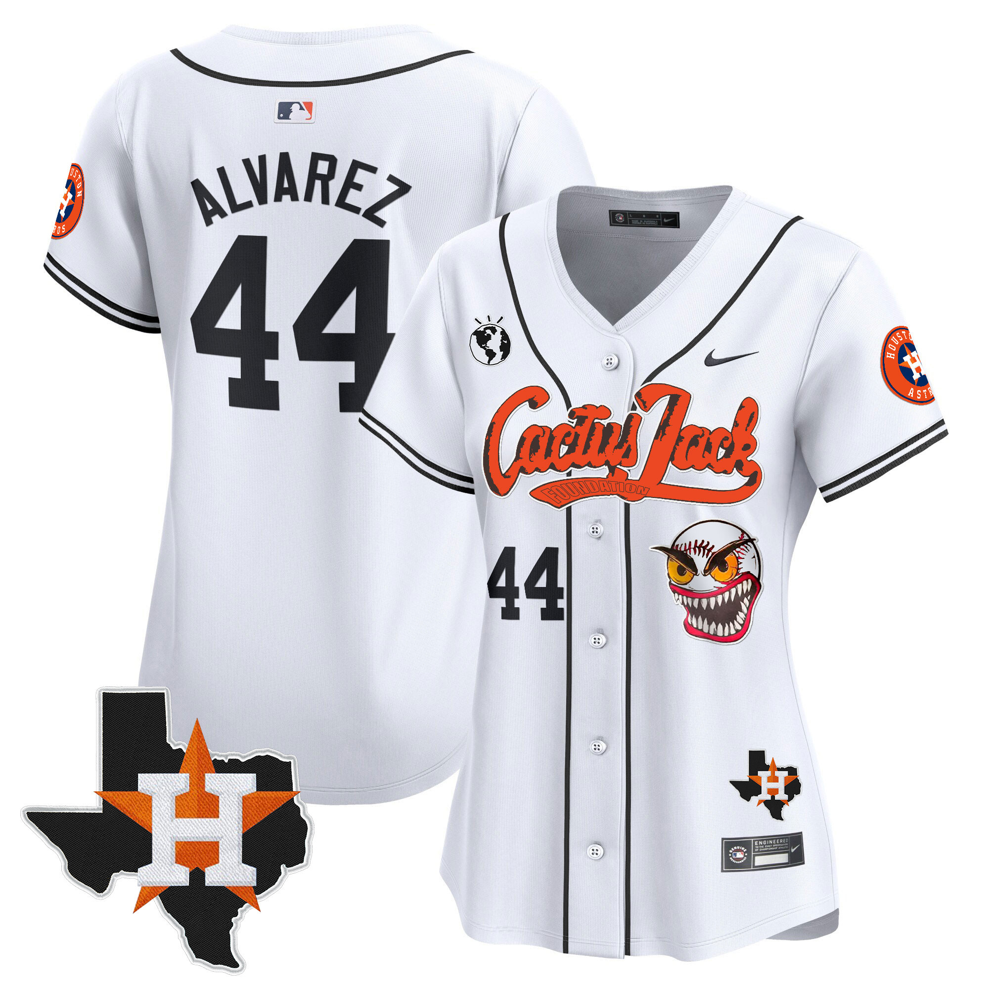 Women's Houston Astros Cactus Jack Patch Vapor Premier Limited Jersey V6 - Stitched - Image 15