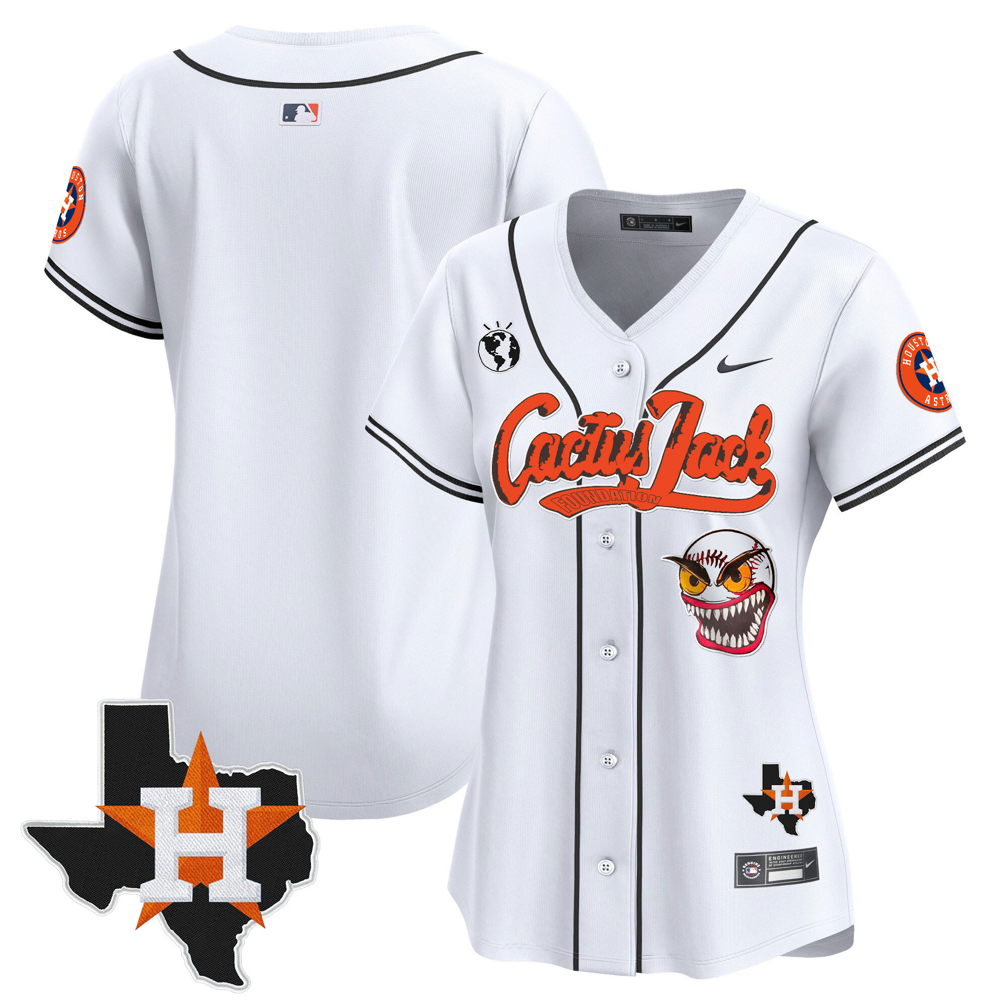 Women's Houston Astros Cactus Jack Patch Vapor Premier Limited Jersey V6 - Stitched - Image 18