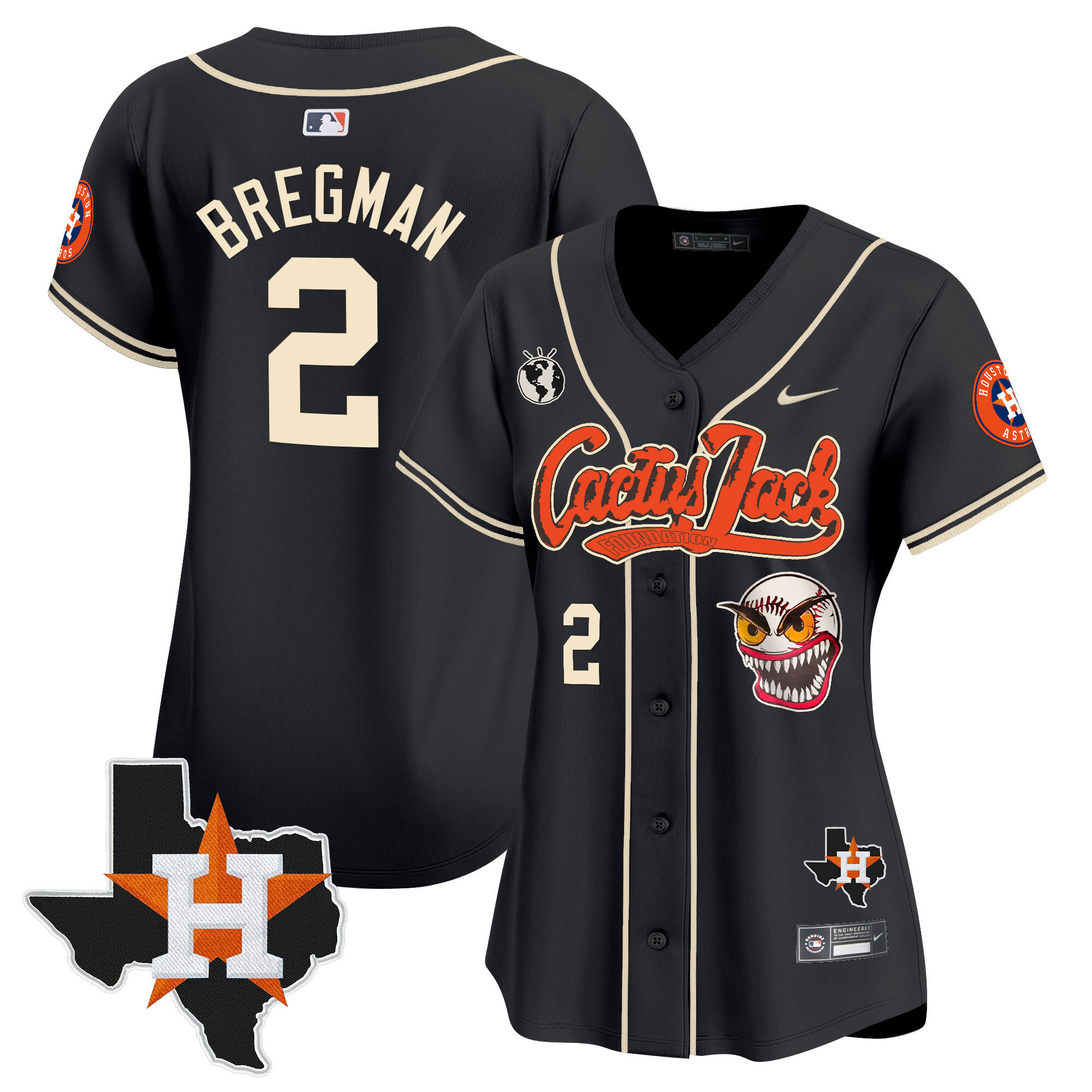 Women's Houston Astros Cactus Jack Patch Vapor Premier Limited Jersey V6 - Stitched - Image 22