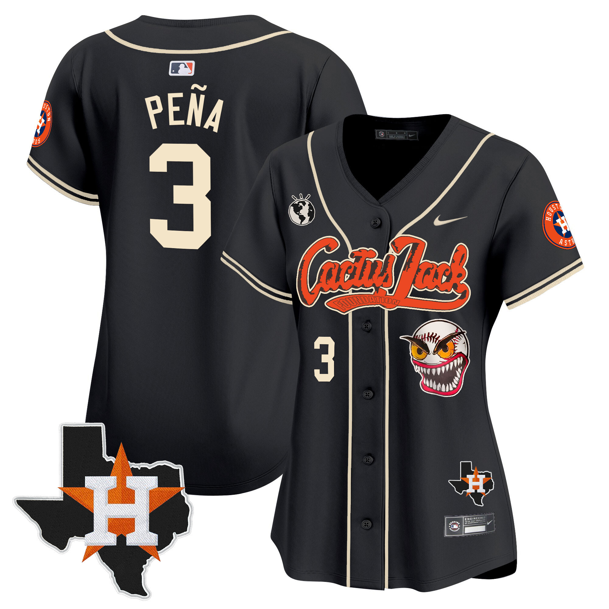 Women's Houston Astros Cactus Jack Patch Vapor Premier Limited Jersey V6 - Stitched - Image 21