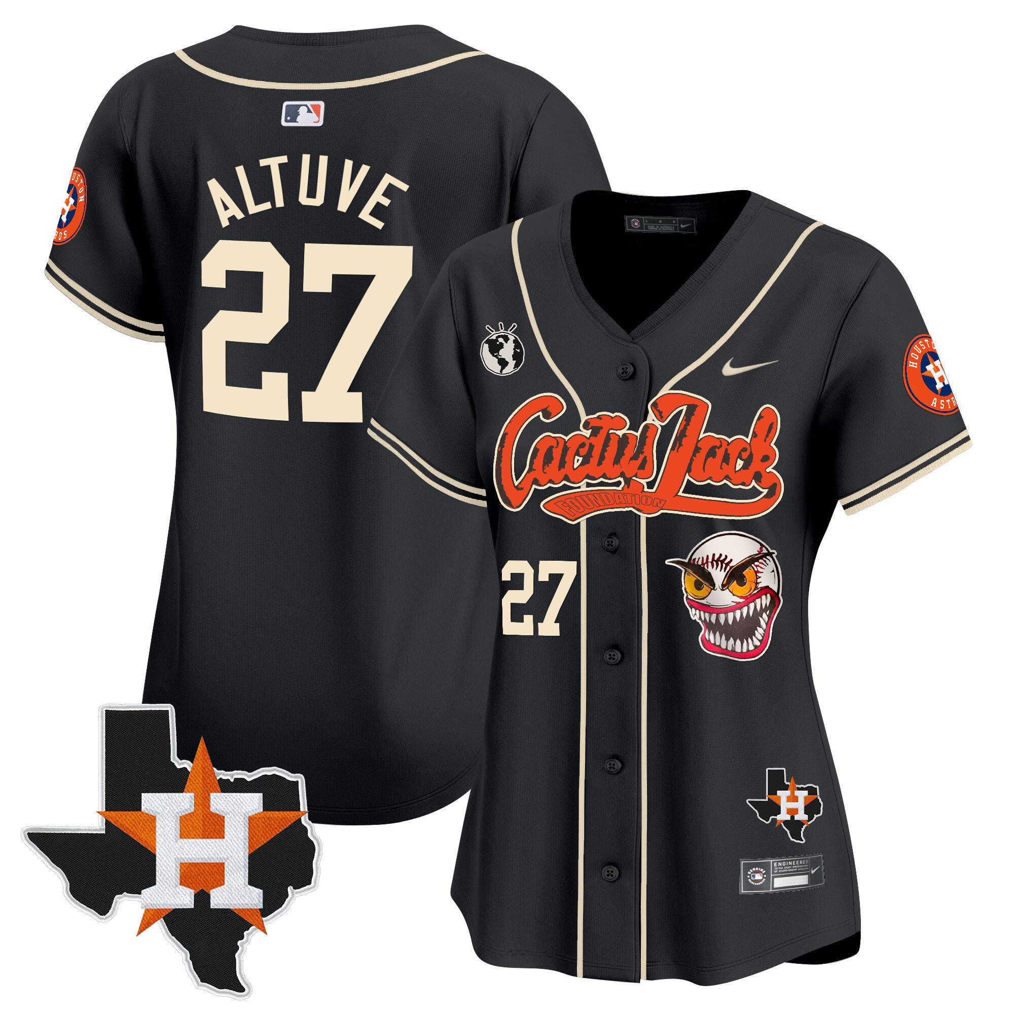 Women's Houston Astros Cactus Jack Patch Vapor Premier Limited Jersey V6 - Stitched - Image 23