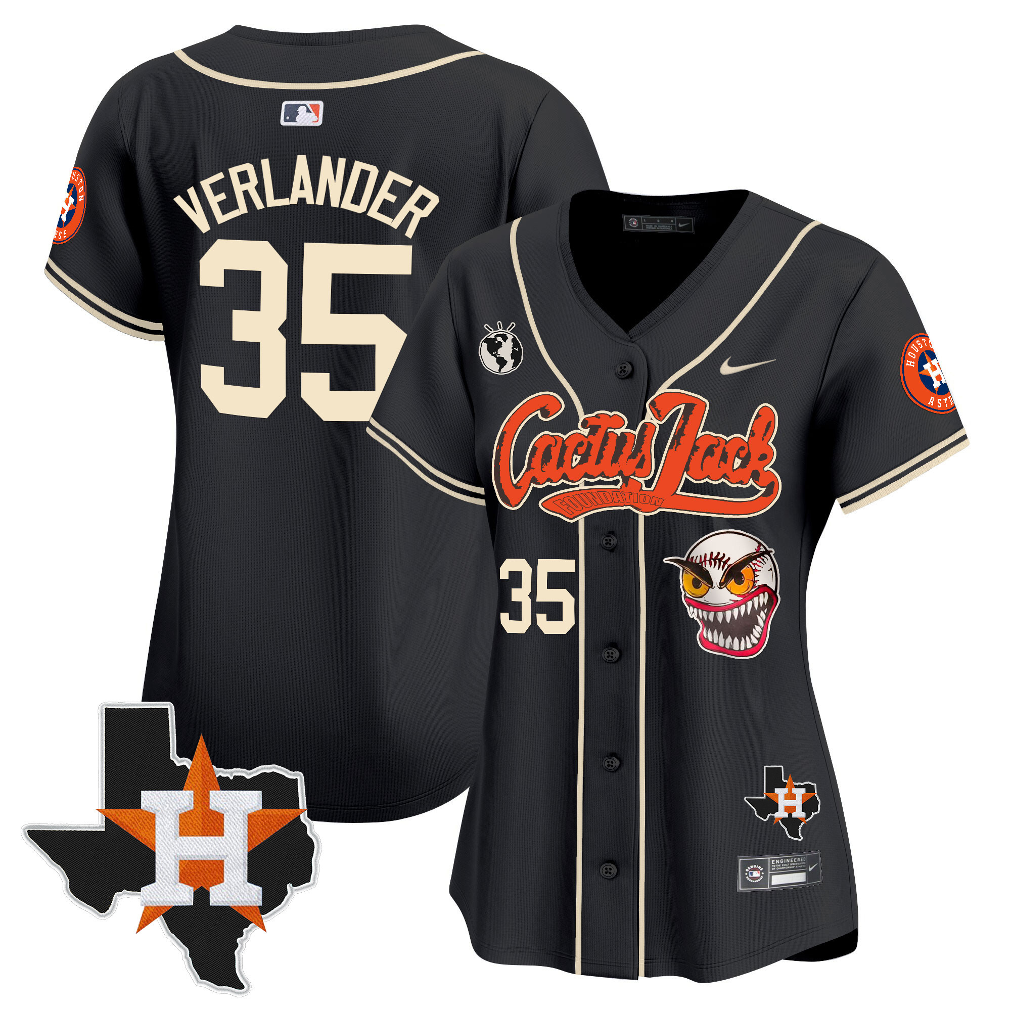 Women's Houston Astros Cactus Jack Patch Vapor Premier Limited Jersey V6 - Stitched - Image 25