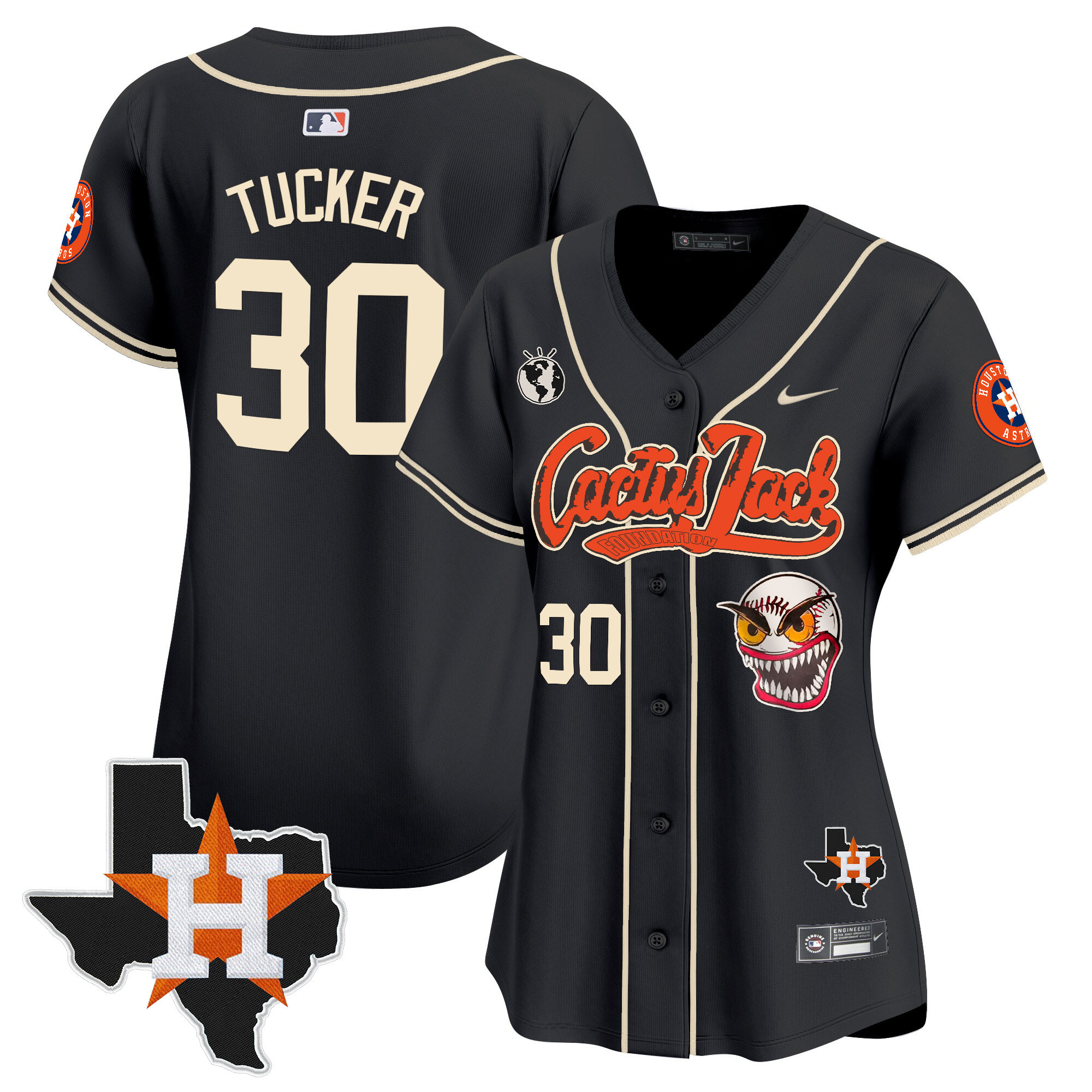Women's Houston Astros Cactus Jack Patch Vapor Premier Limited Jersey V6 - Stitched - Image 26