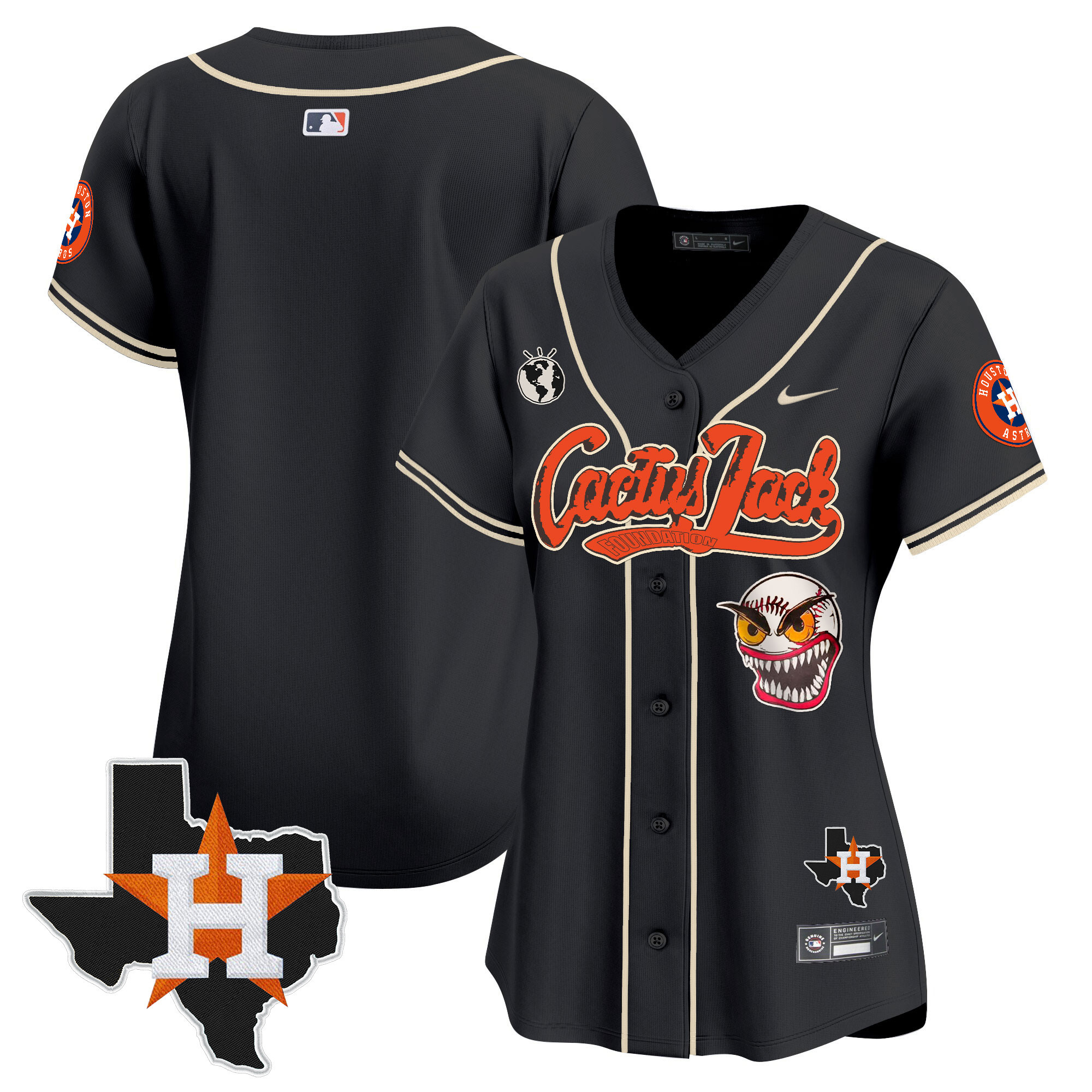 Women's Houston Astros Cactus Jack Patch Vapor Premier Limited Jersey V6 - Stitched - Image 27