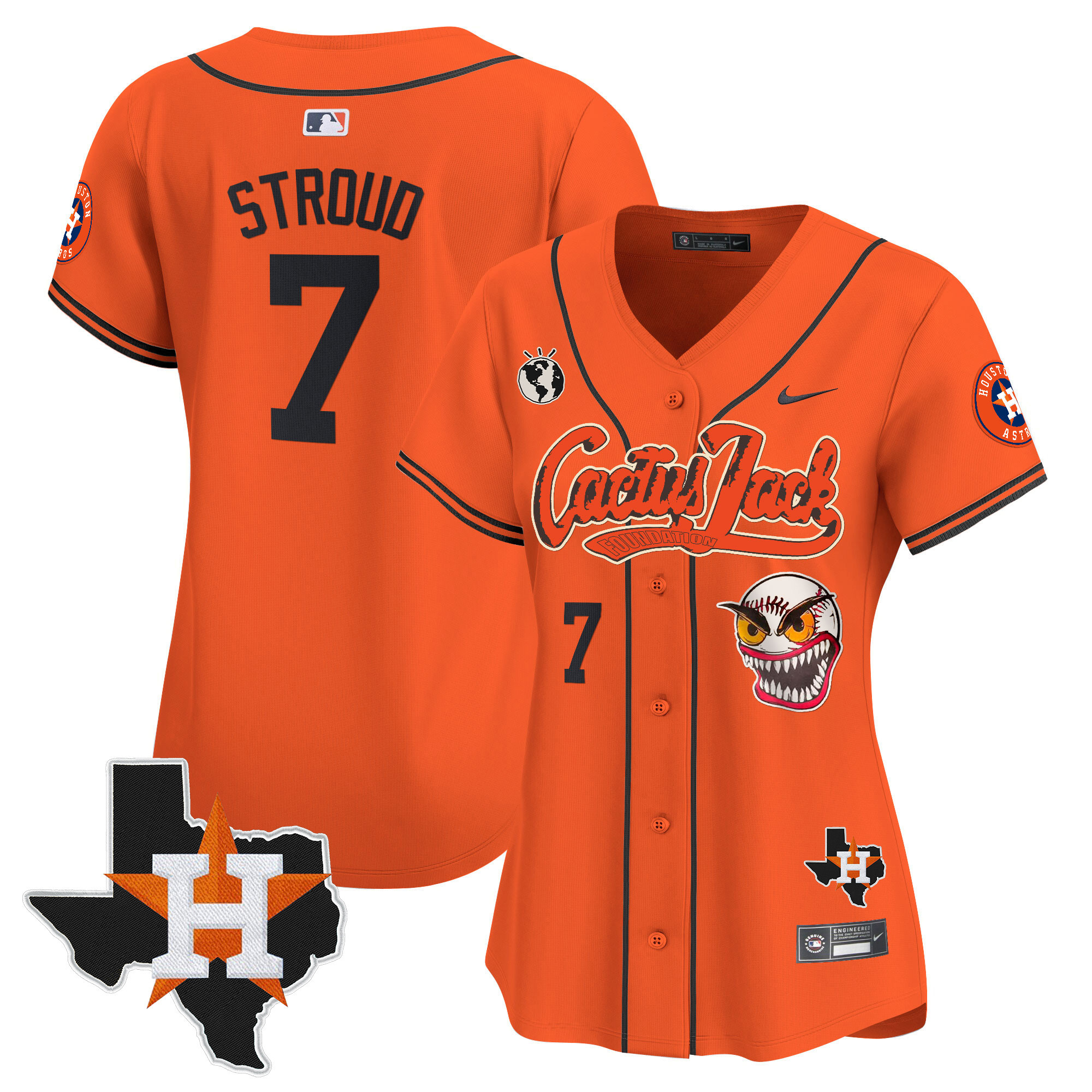 Women's Houston Astros Cactus Jack Patch Vapor Premier Limited Jersey V6 - Stitched - Image 28