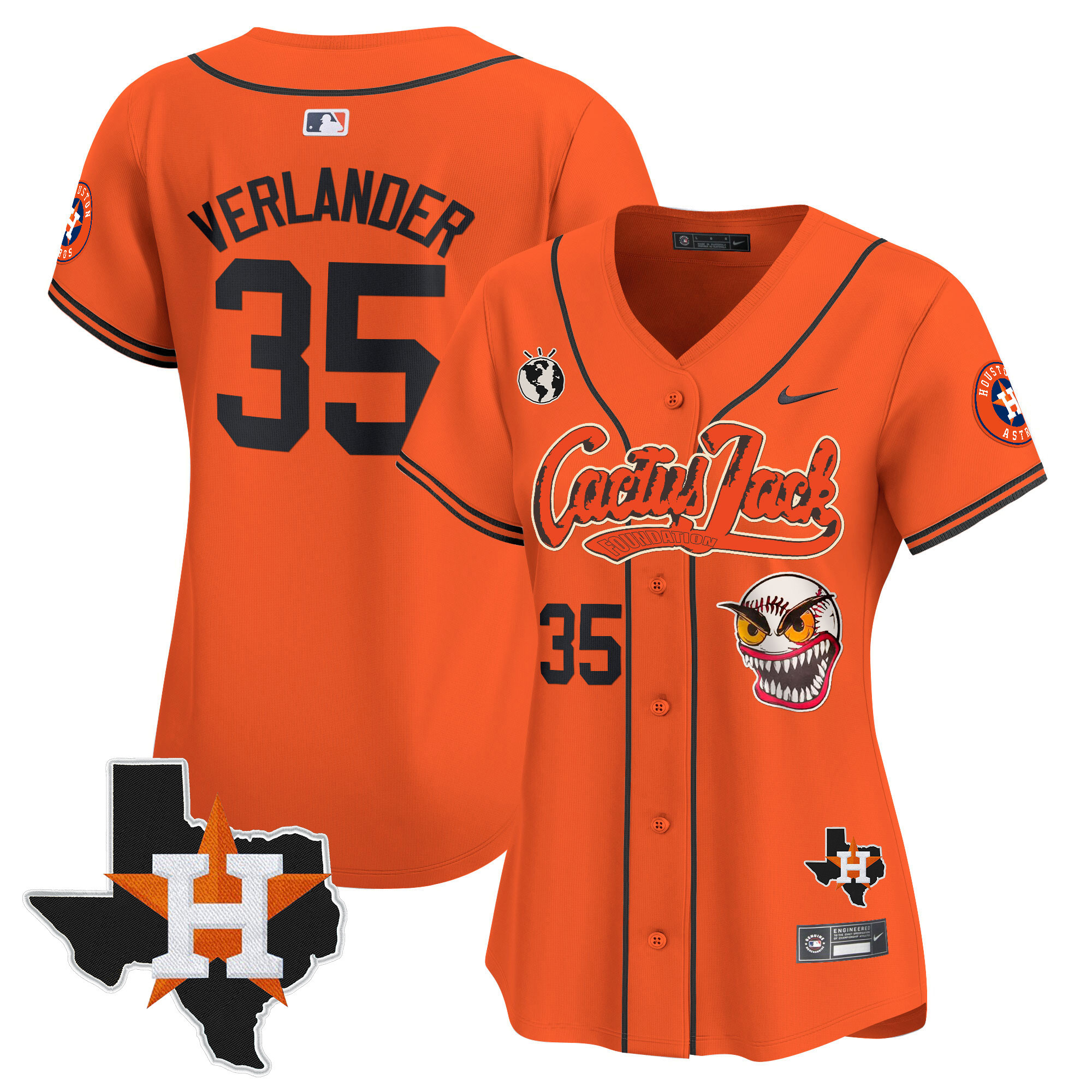Women's Houston Astros Cactus Jack Patch Vapor Premier Limited Jersey V6 - Stitched - Image 34