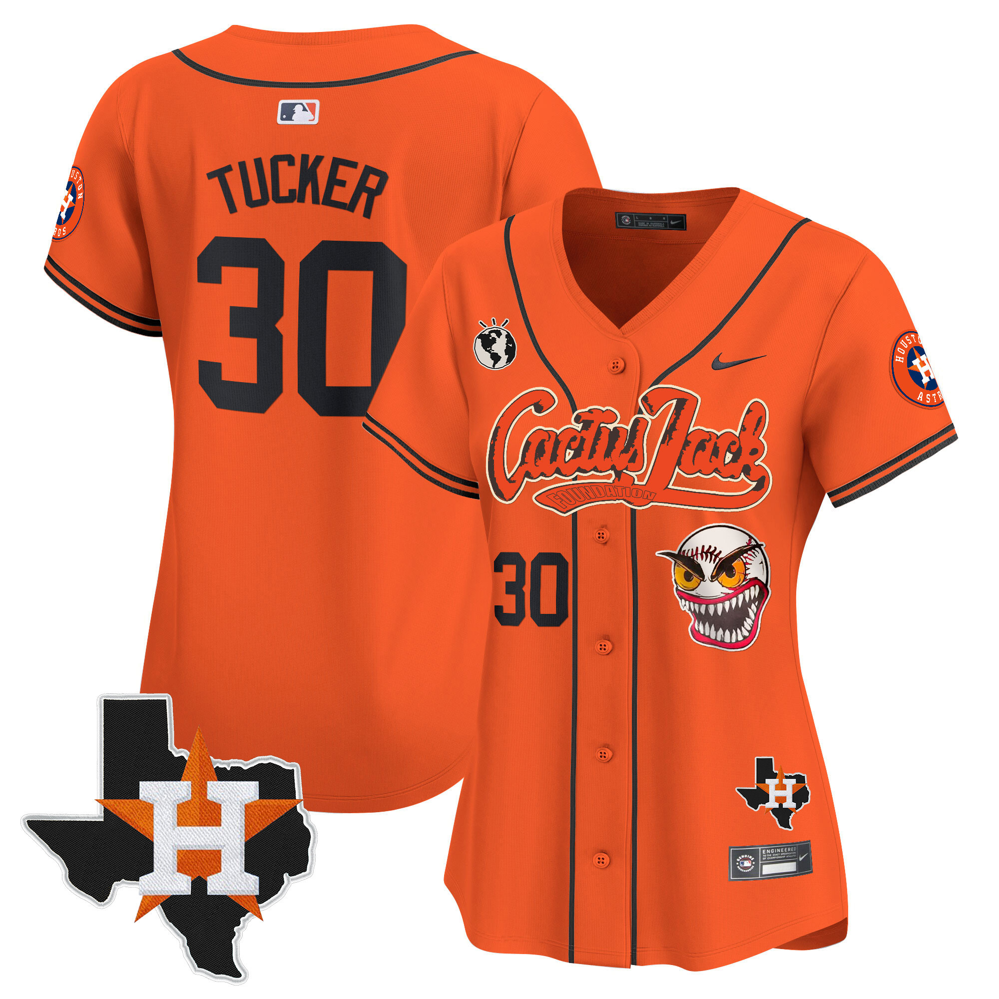 Women's Houston Astros Cactus Jack Patch Vapor Premier Limited Jersey V6 - Stitched - Image 35
