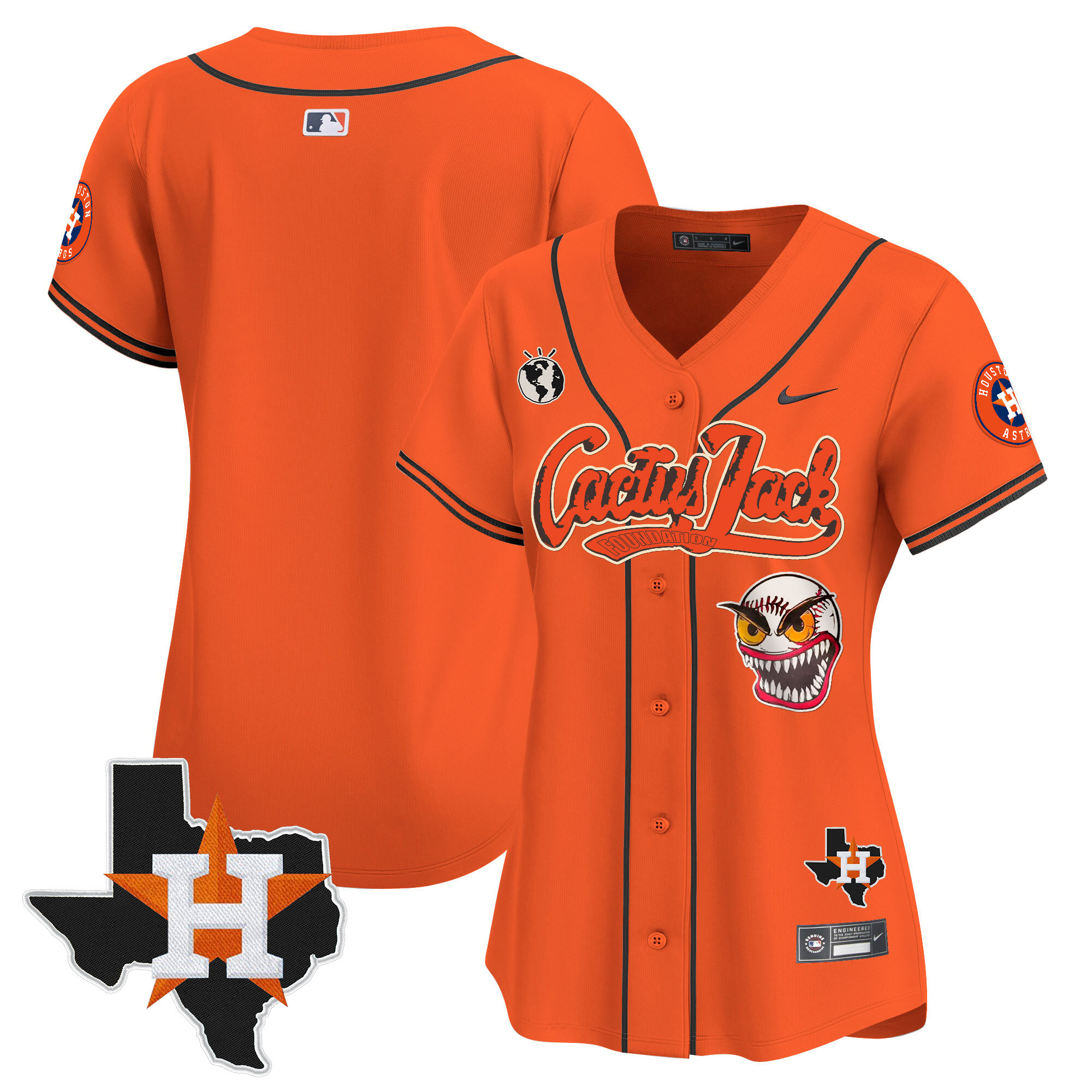 Women's Houston Astros Cactus Jack Patch Vapor Premier Limited Jersey V6 - Stitched - Image 36