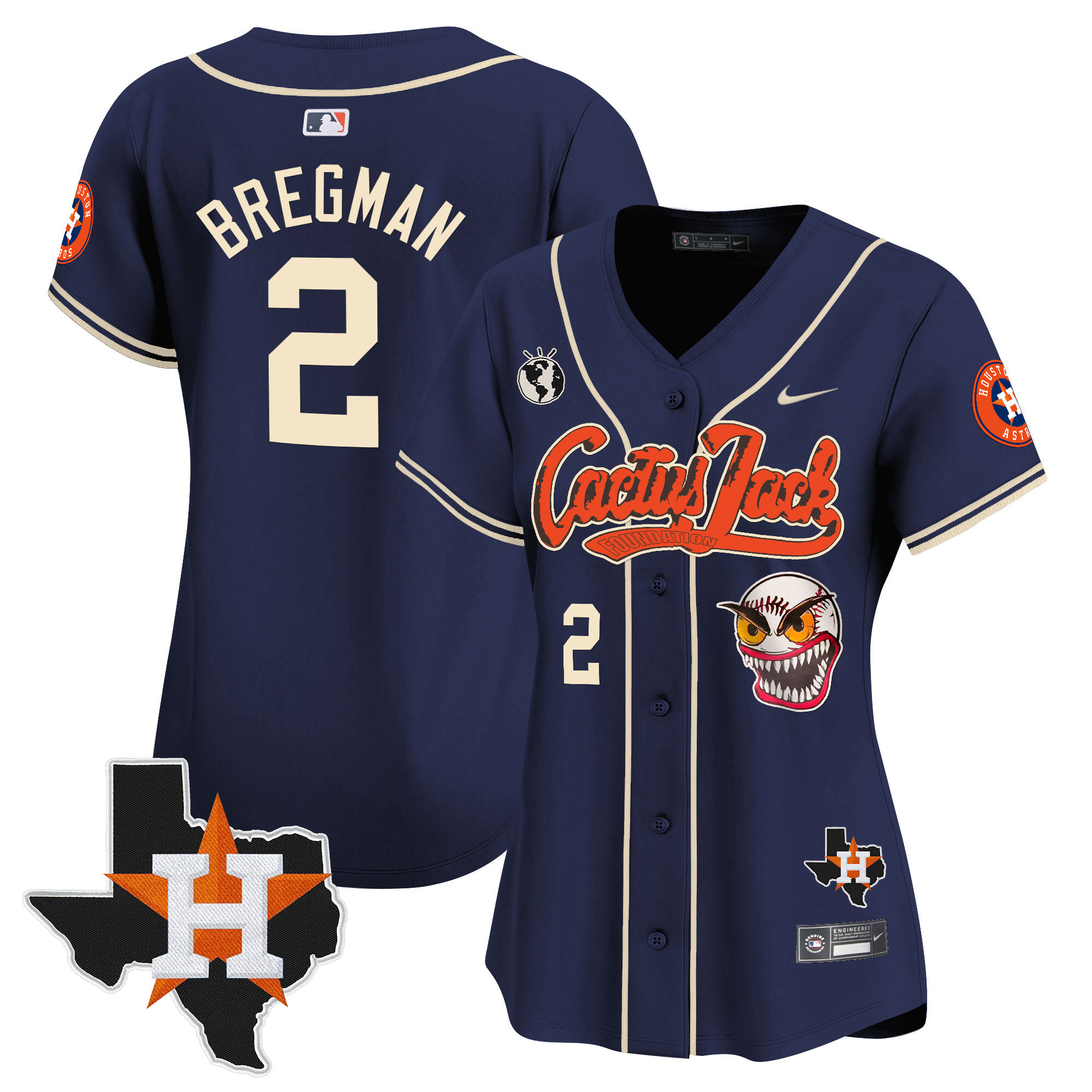 Women's Houston Astros Cactus Jack Patch Vapor Premier Limited Jersey V6 - Stitched - Image 40