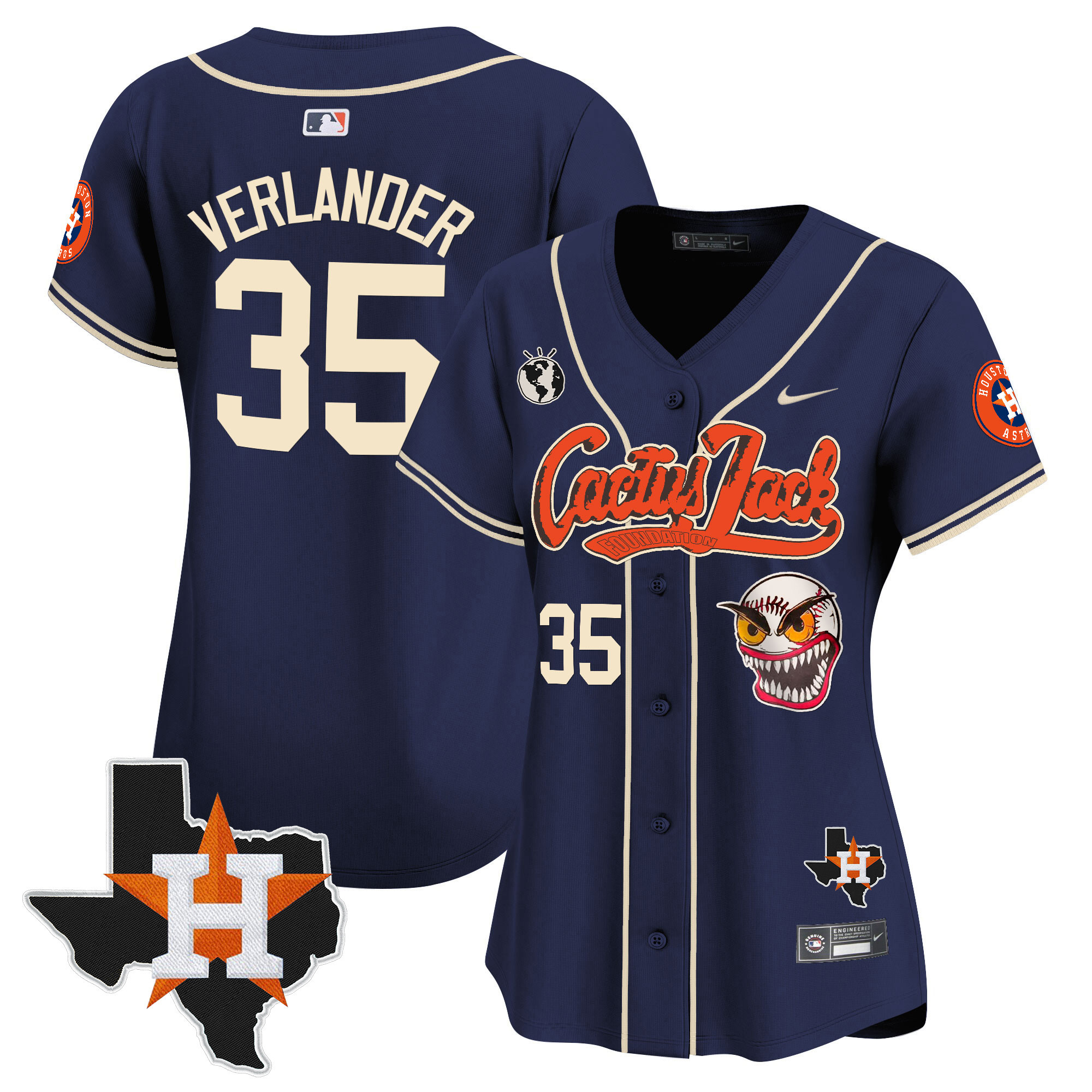 Women's Houston Astros Cactus Jack Patch Vapor Premier Limited Jersey V6 - Stitched - Image 43