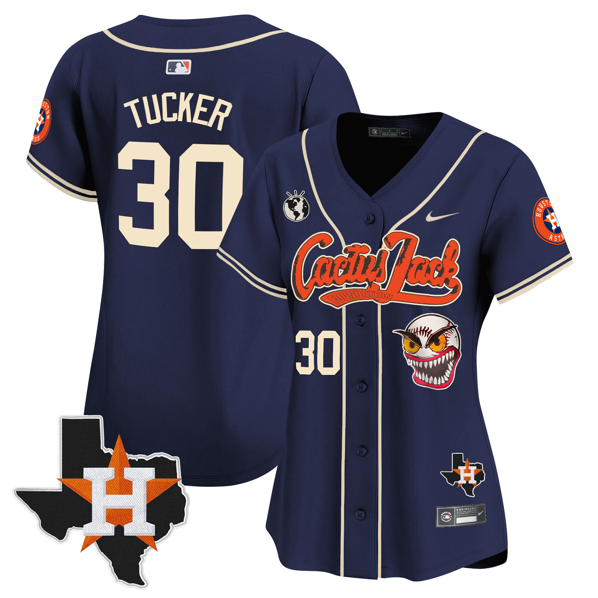 Women's Houston Astros Cactus Jack Patch Vapor Premier Limited Jersey V6 - Stitched - Image 44