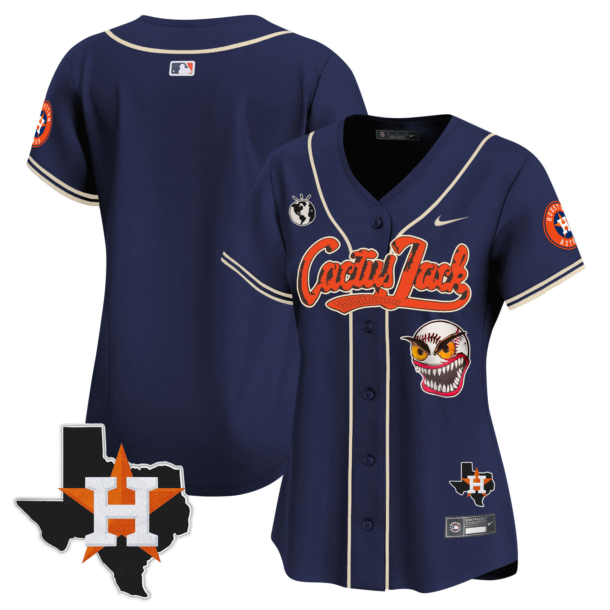 Women's Houston Astros Cactus Jack Patch Vapor Premier Limited Jersey V6 - Stitched - Image 45