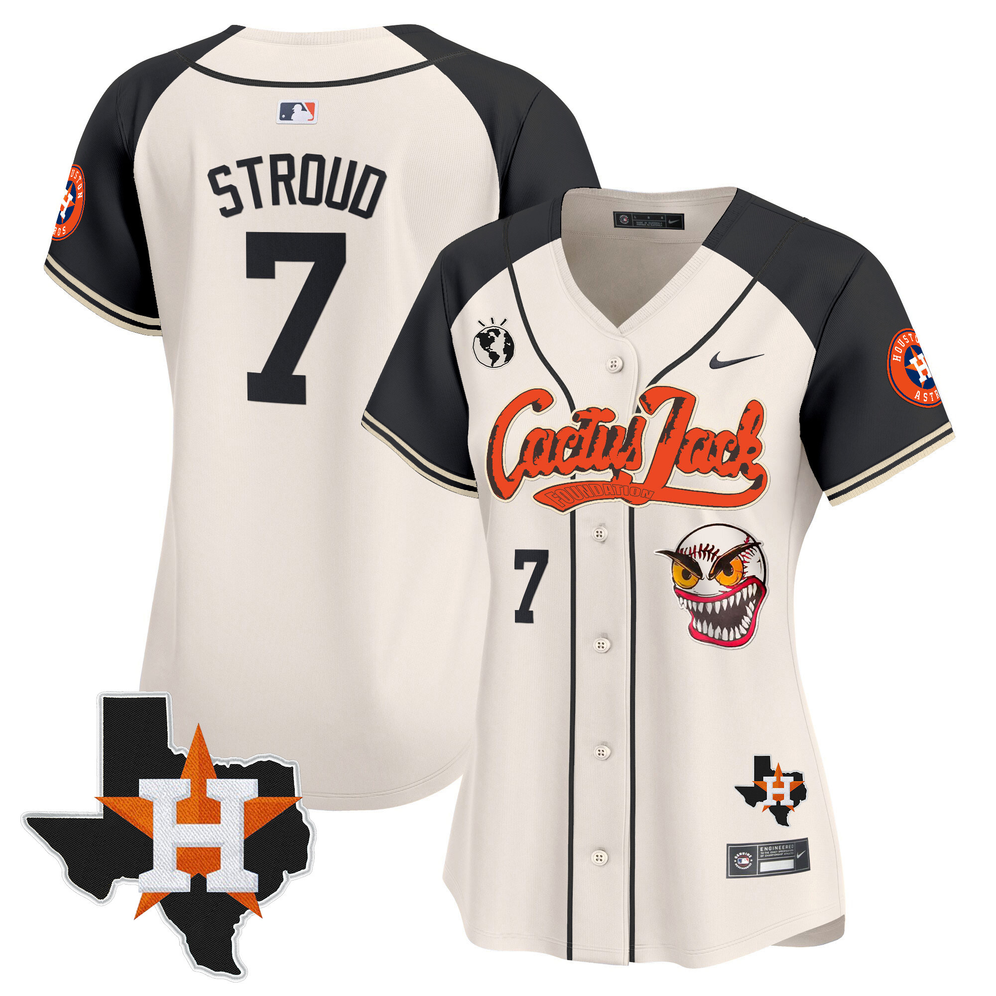 Women's Houston Astros Cactus Jack Patch Vapor Premier Limited Jersey V6 - Stitched - Image 46