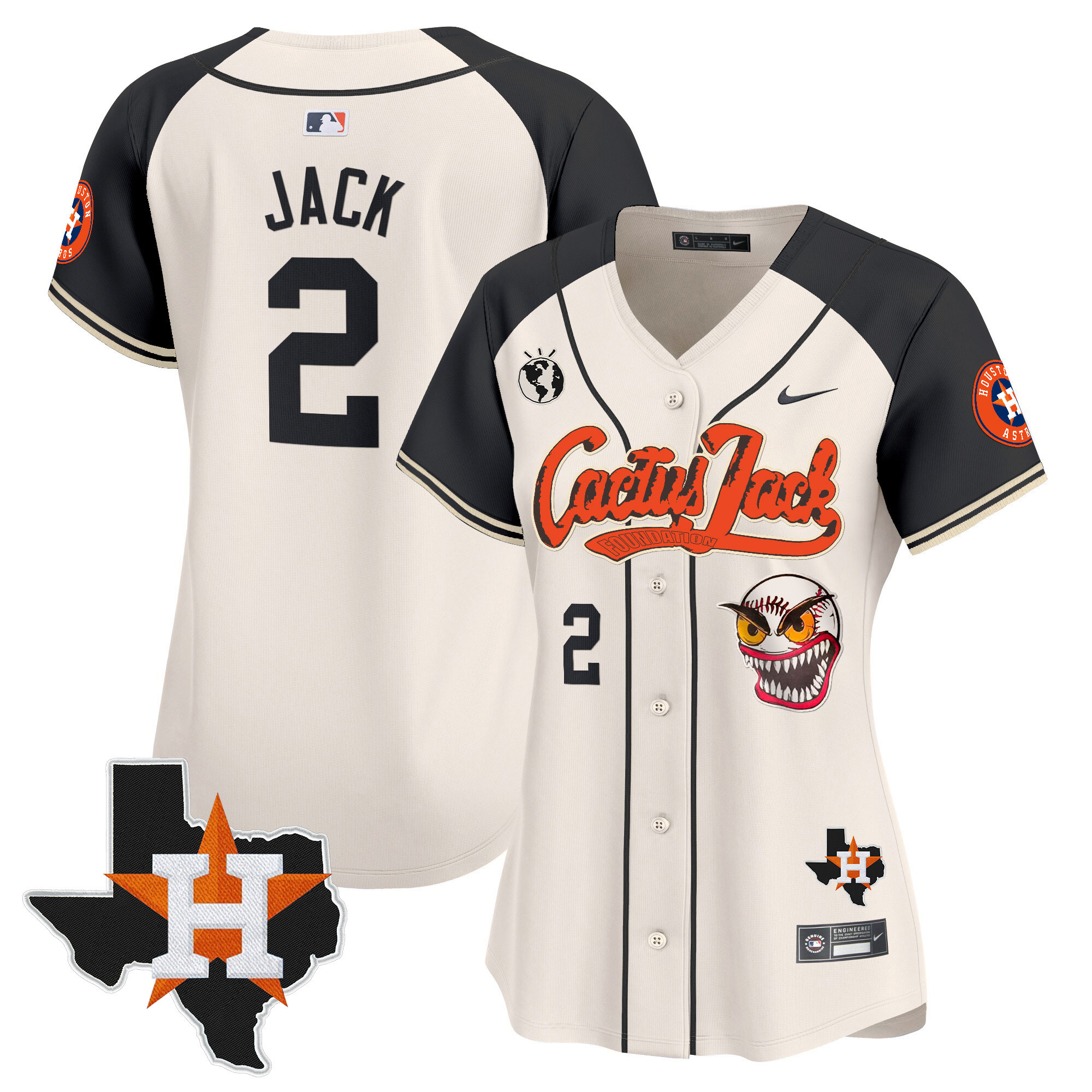 Women's Houston Astros Cactus Jack Patch Vapor Premier Limited Jersey V6 - Stitched - Image 47
