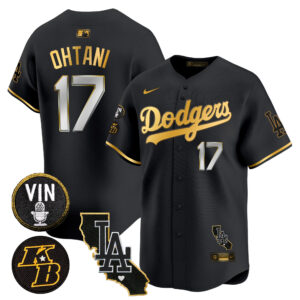 Men's Dodgers Vin & Kobe Patch Gold Trim Vapor Premier Limited Jersey V2 - All Stitched