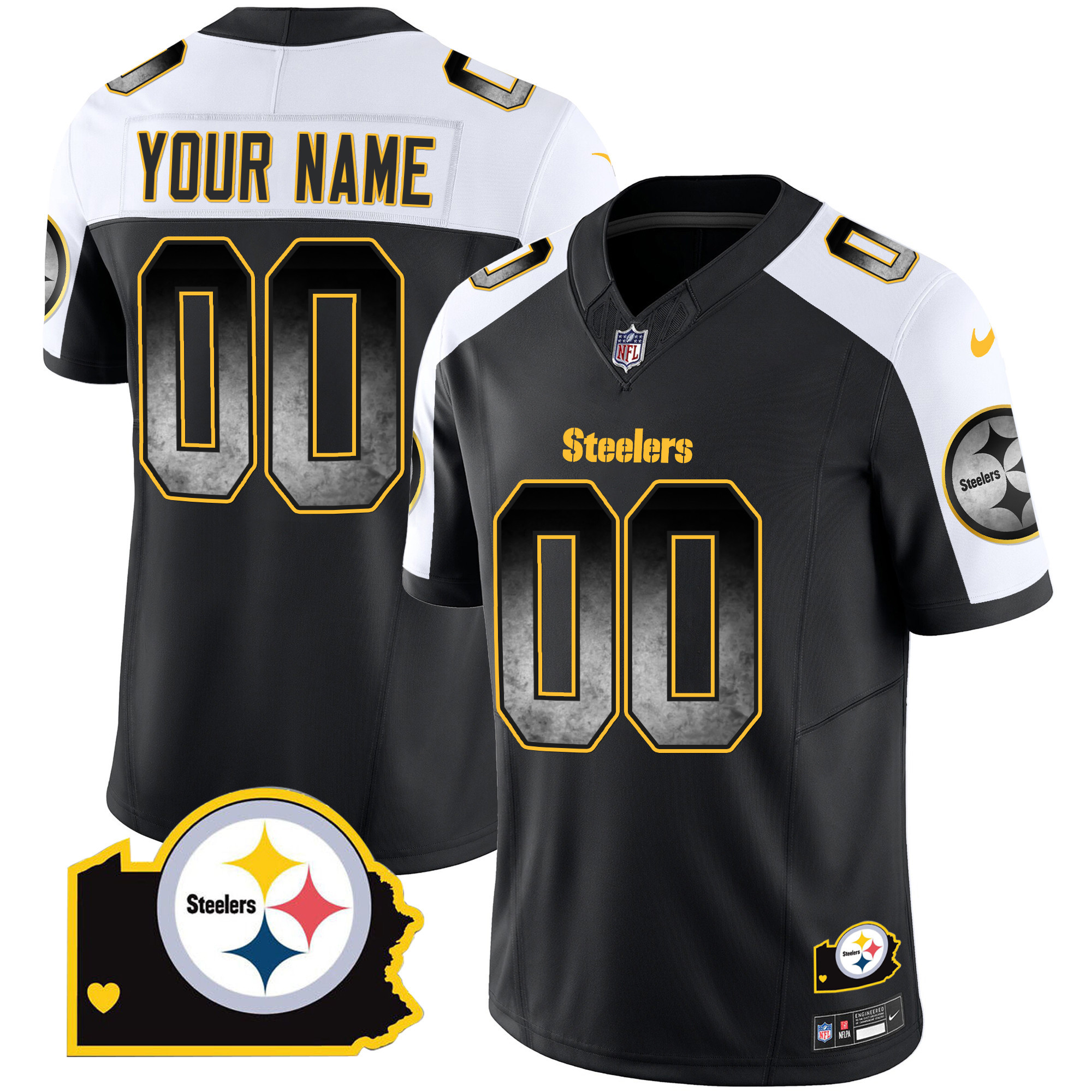 Steelers Arch Smoke Home Patch Vapor Custom Jersey - All Stitched - Image 2