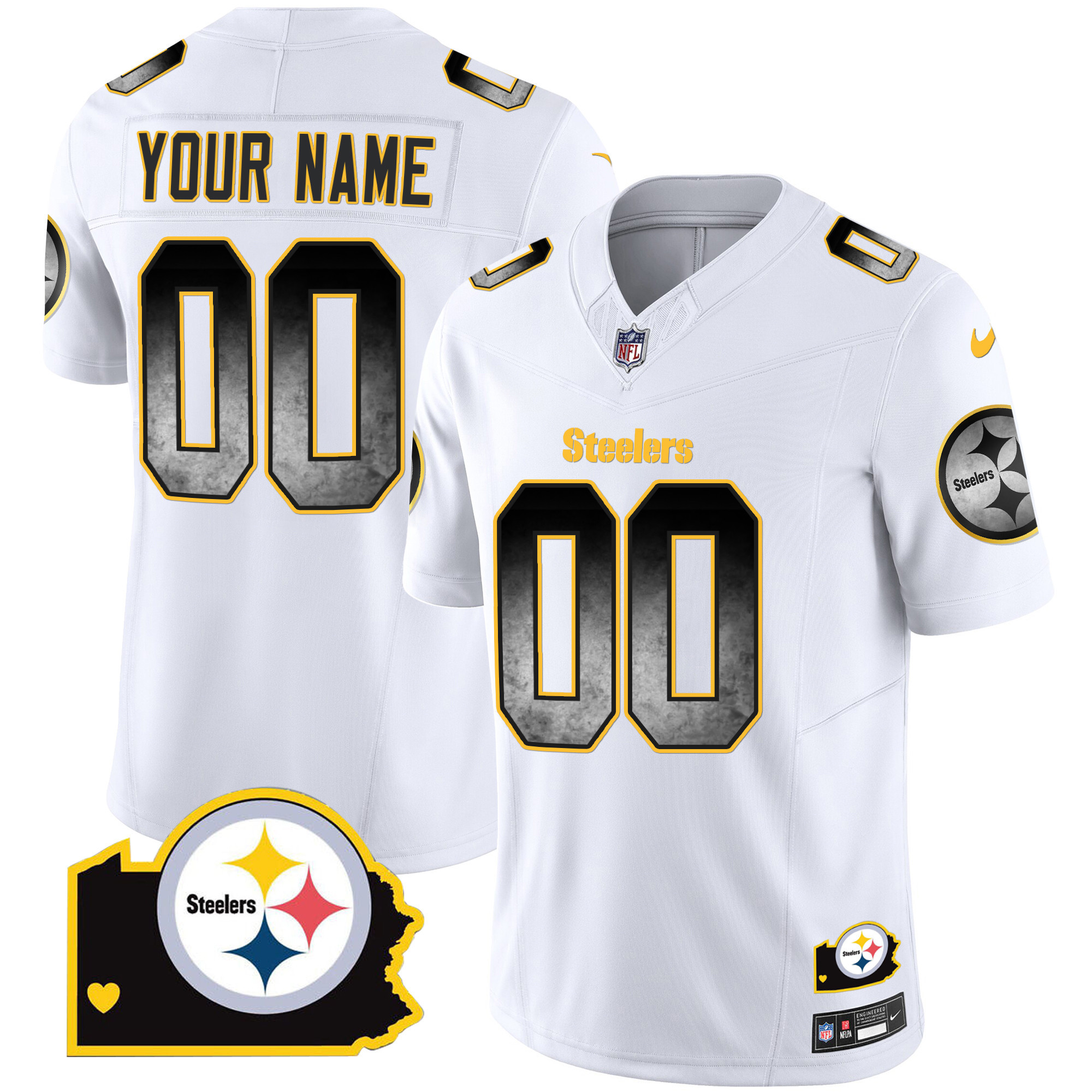 Steelers Arch Smoke Home Patch Vapor Custom Jersey - All Stitched - Image 3
