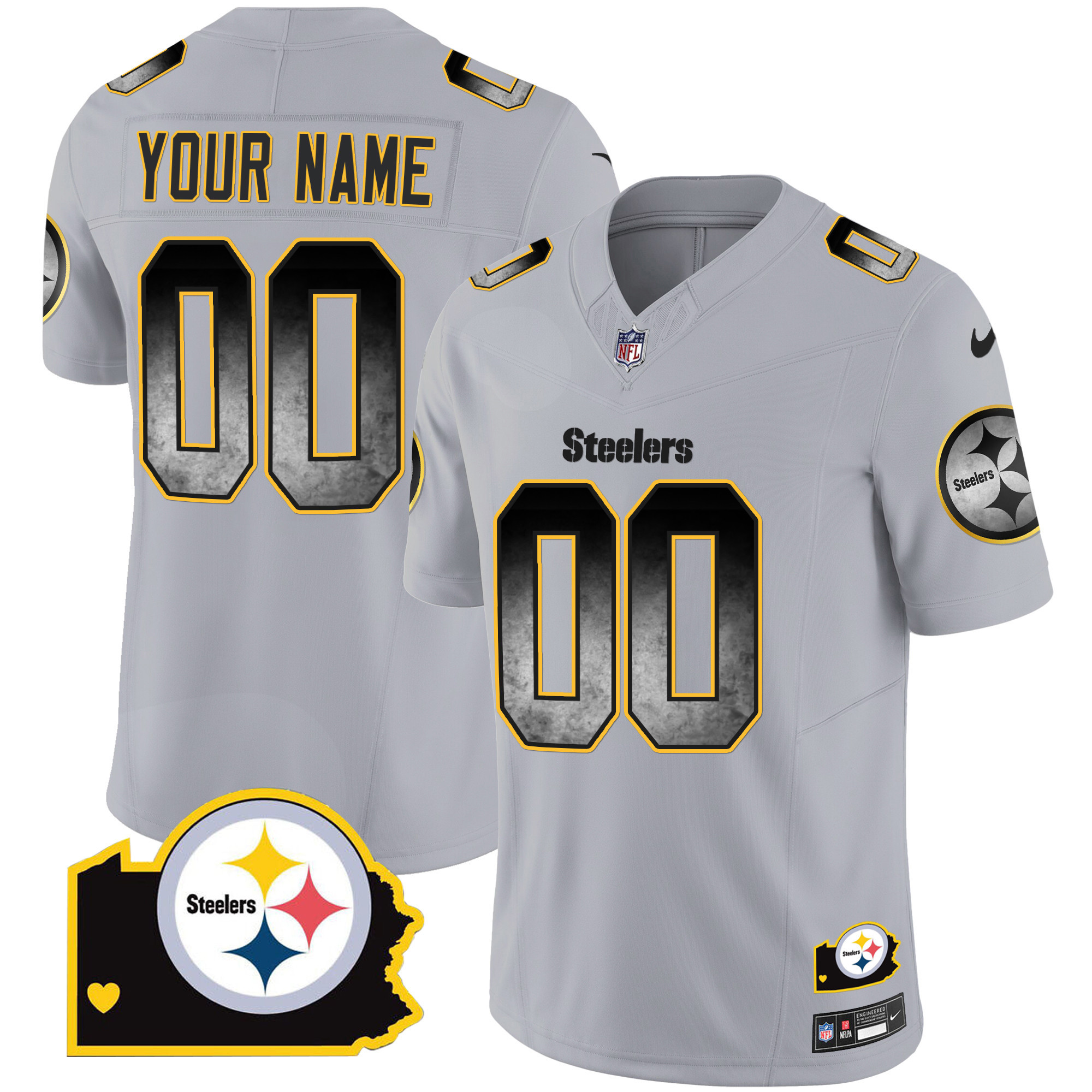 Steelers Arch Smoke Home Patch Vapor Custom Jersey - All Stitched - Image 4