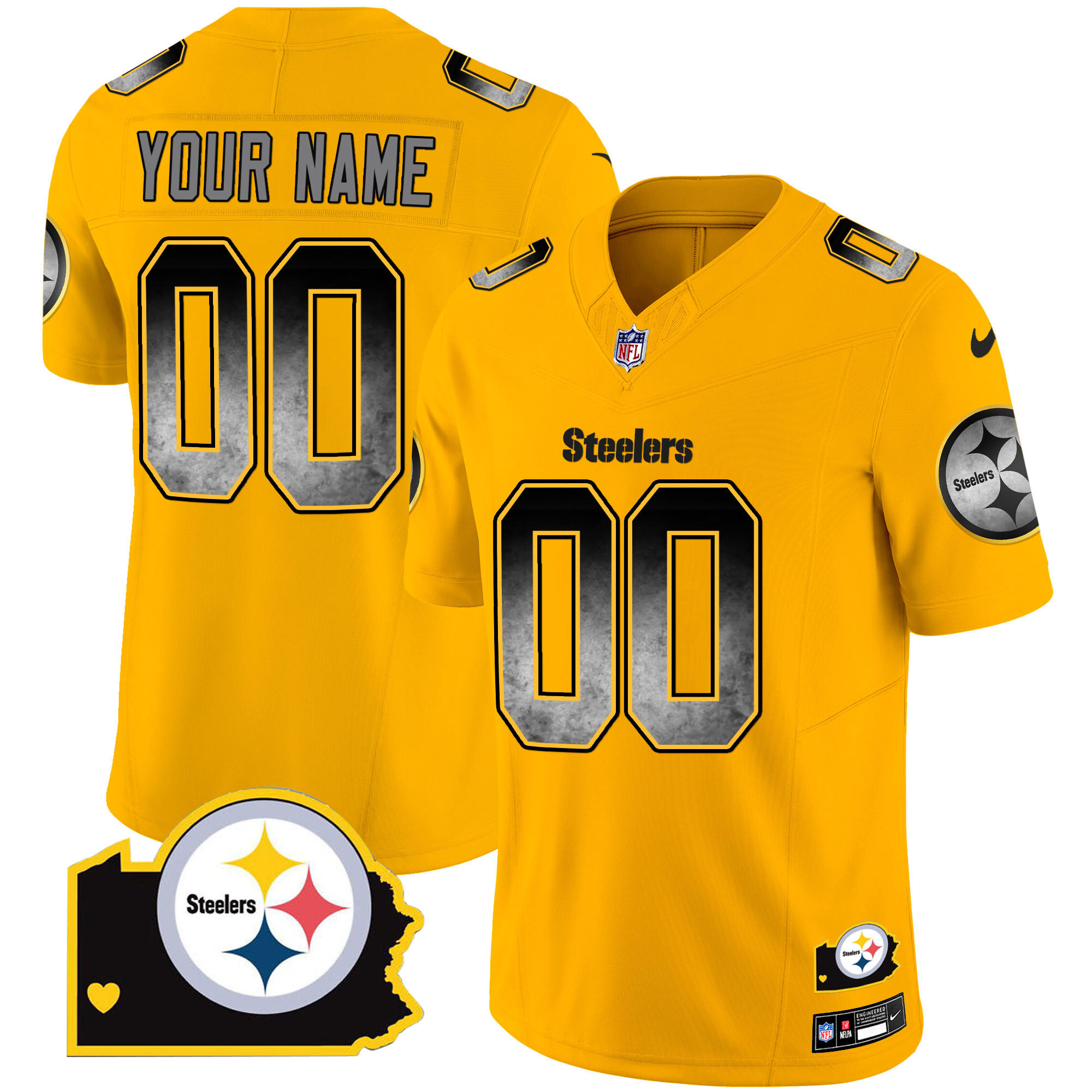 Steelers Arch Smoke Home Patch Vapor Custom Jersey - All Stitched - Image 5