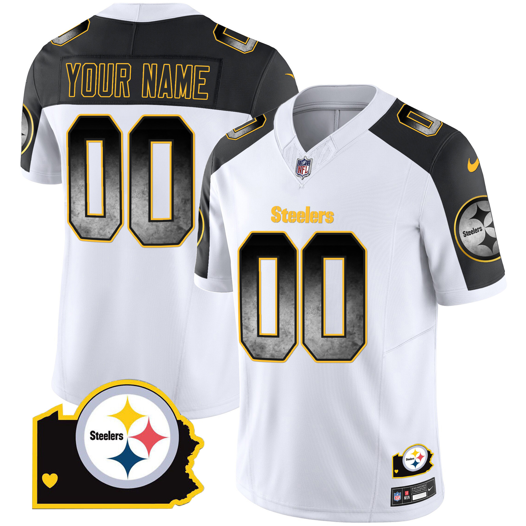 Steelers Arch Smoke Home Patch Vapor Custom Jersey - All Stitched - Image 6