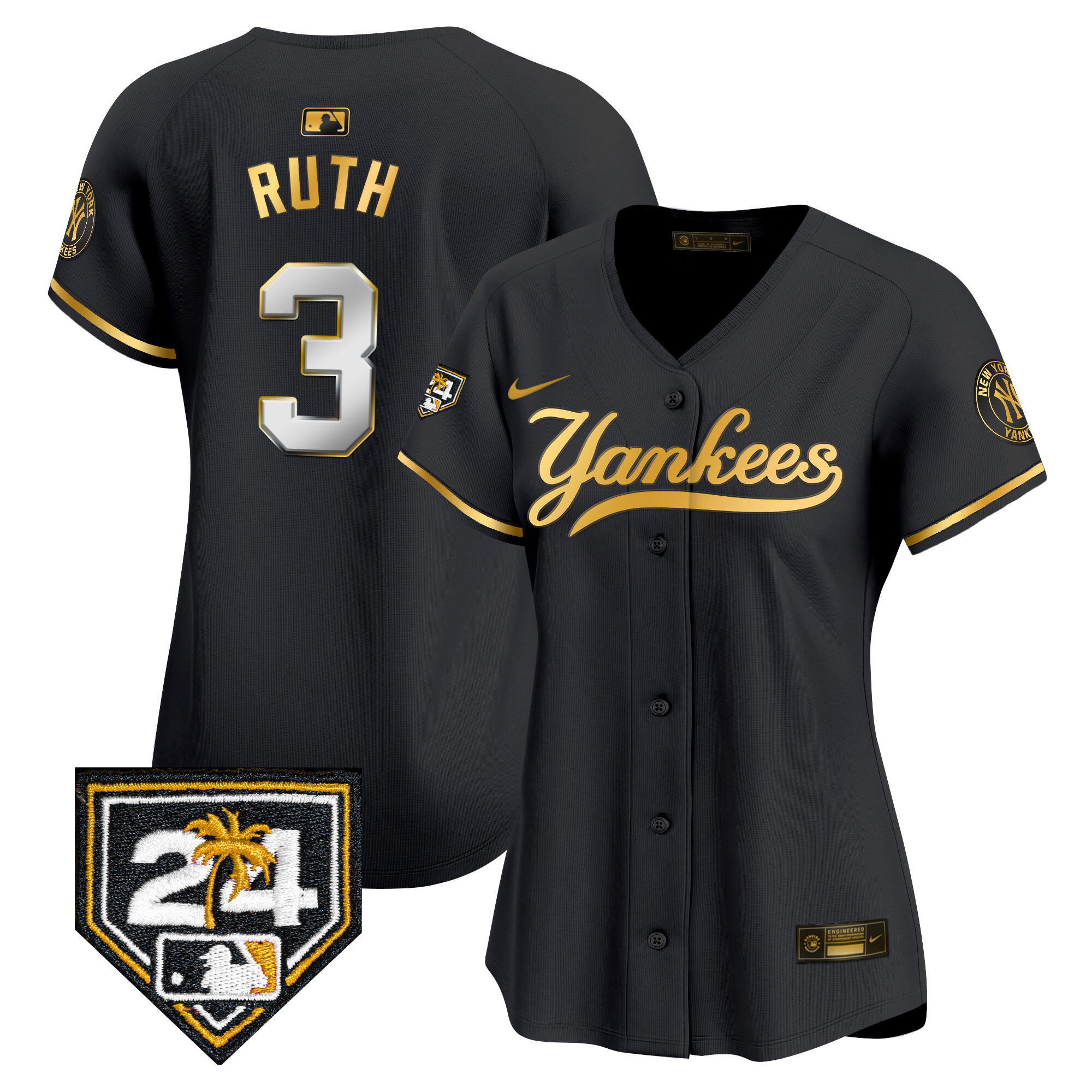 Women's New York Yankees 2024 Spring Training Patch Vapor Premier Limited Jersey V6 - All Stitched - Image 3