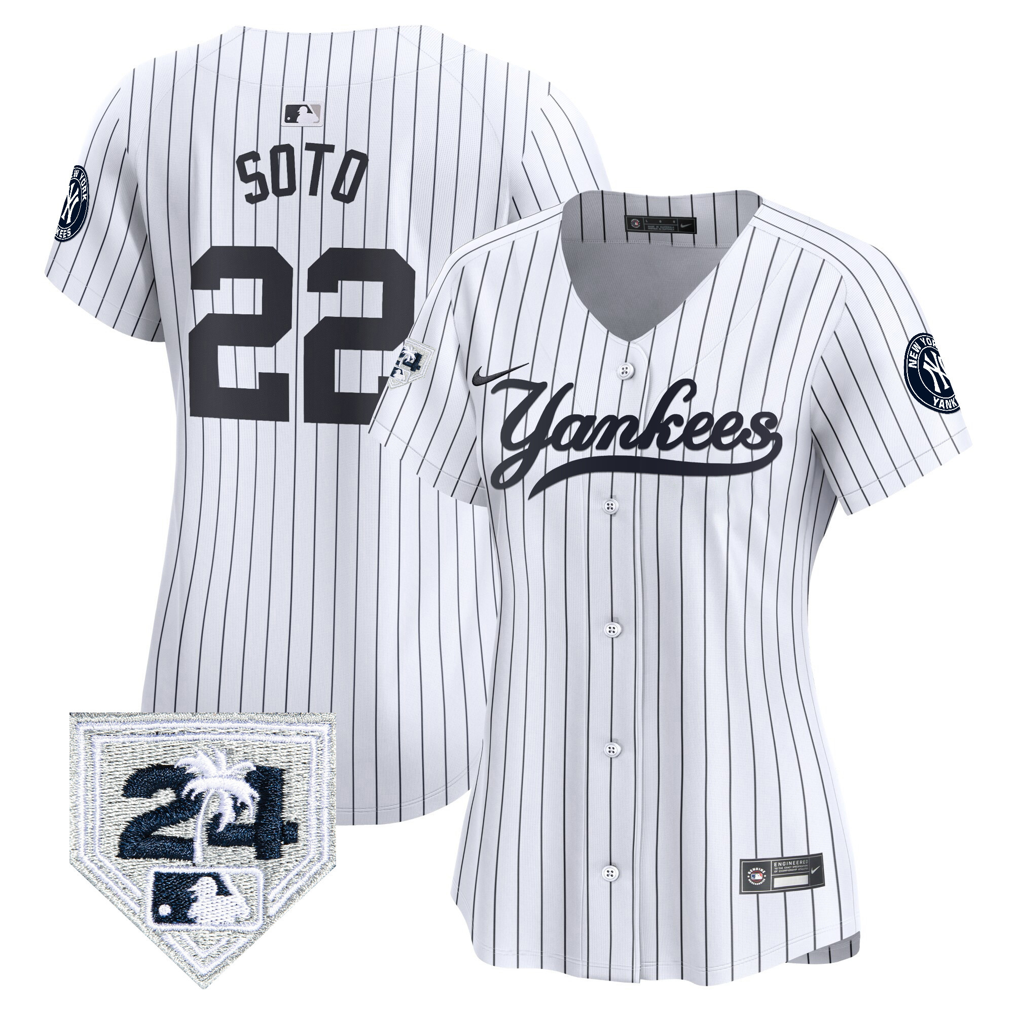 Women's New York Yankees 2024 Spring Training Patch Vapor Premier Limited Jersey V6 - All Stitched - Image 22
