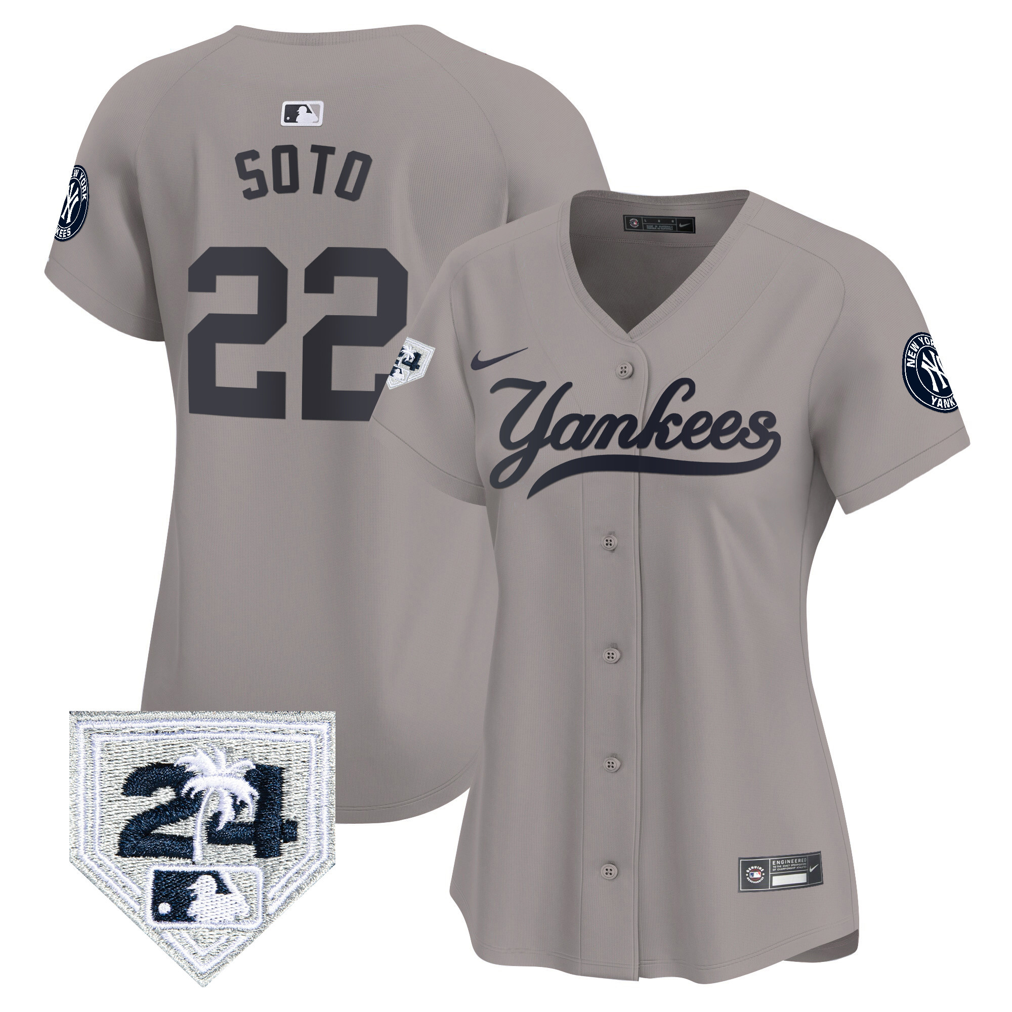 Women's New York Yankees 2024 Spring Training Patch Vapor Premier Limited Jersey V6 - All Stitched - Image 30