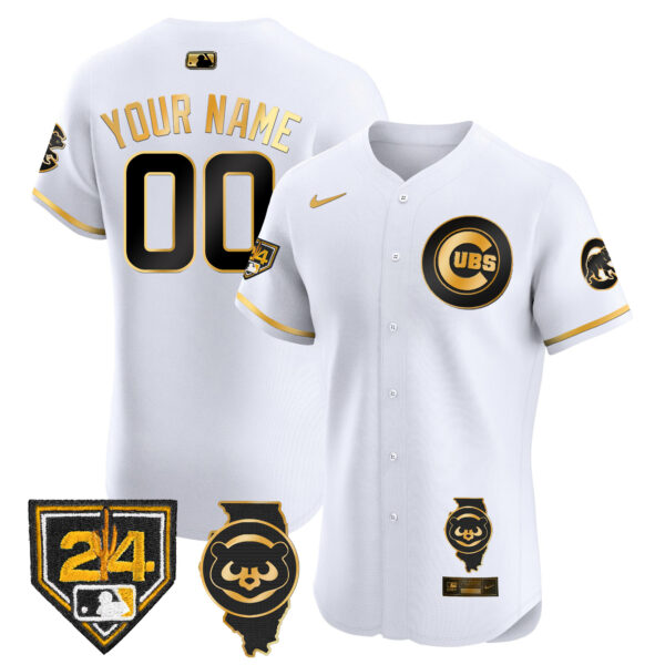 Chicago Cubs Spring Training & Illinois Patch Vapor Premier Elite Custom Jersey - All Stitched - Image 2