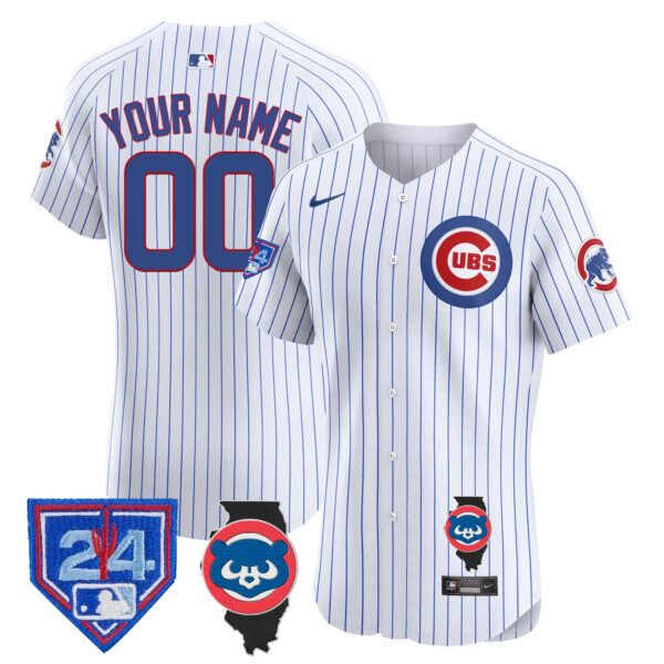 Chicago Cubs Spring Training & Illinois Patch Vapor Premier Elite Custom Jersey - All Stitched - Image 4