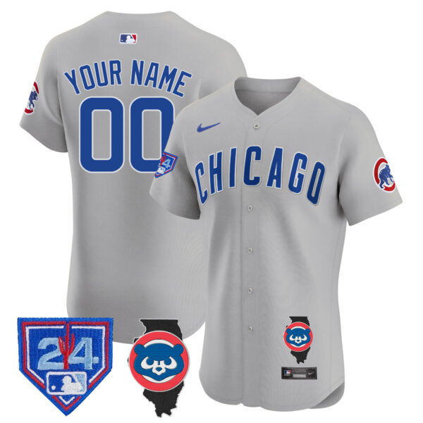 Chicago Cubs Spring Training & Illinois Patch Vapor Premier Elite Custom Jersey - All Stitched - Image 5