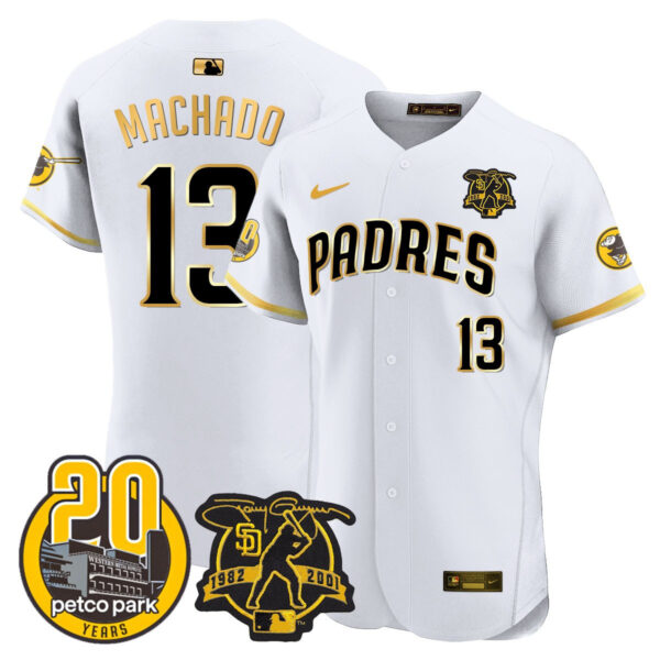 Men's Padres Tony Gwynn & Petco Park 20th Patch Vapor Premier Elite Jersey – All Stitched - Image 7