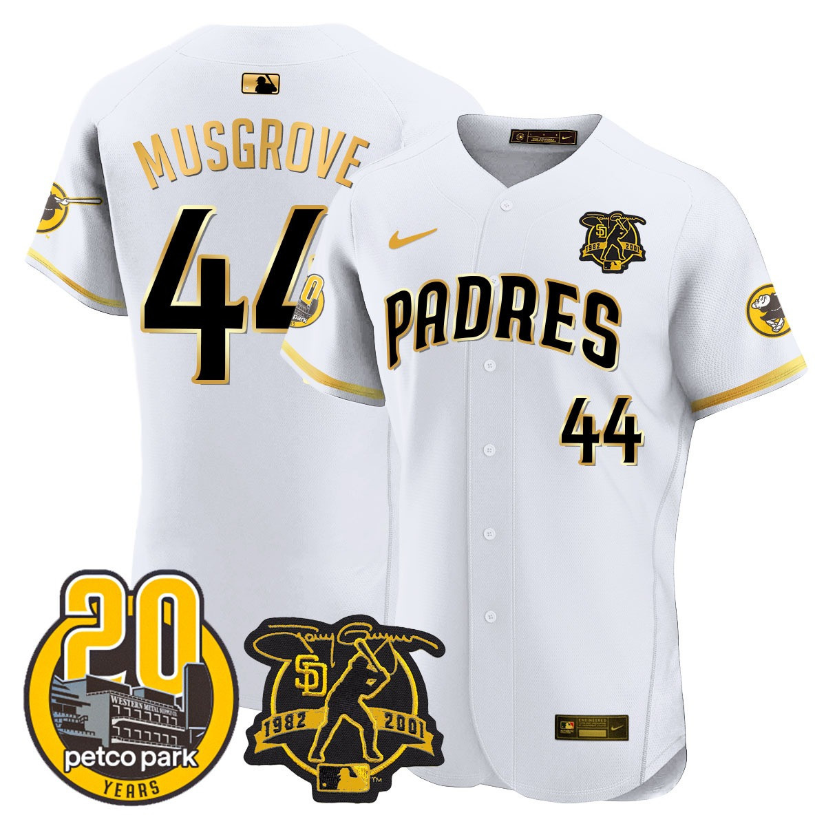 Men's Padres Tony Gwynn & Petco Park 20th Patch Vapor Premier Elite Jersey – All Stitched - Image 9