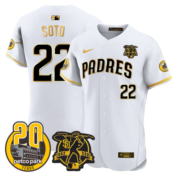 Men's Padres Tony Gwynn & Petco Park 20th Patch Vapor Premier Elite Jersey – All Stitched - Image 11