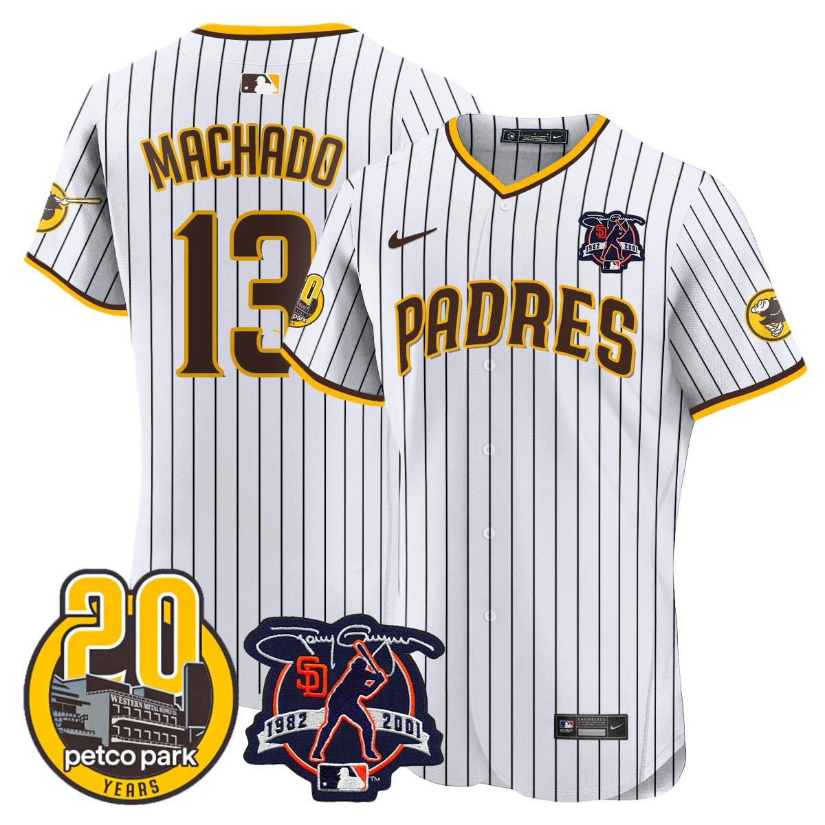 Men's Padres Tony Gwynn & Petco Park 20th Patch Vapor Premier Elite Jersey – All Stitched - Image 13