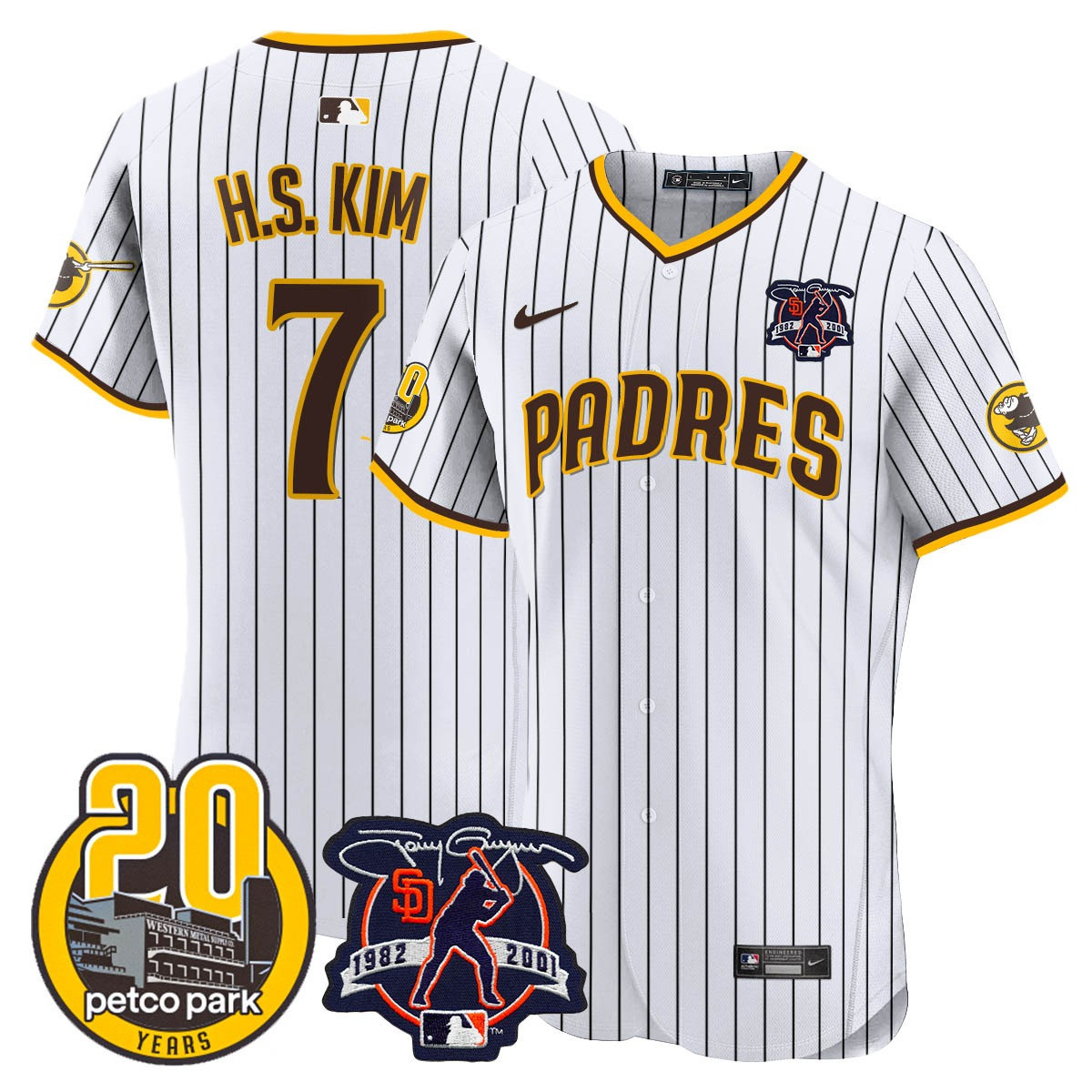 Men's Padres Tony Gwynn & Petco Park 20th Patch Vapor Premier Elite Jersey – All Stitched - Image 14