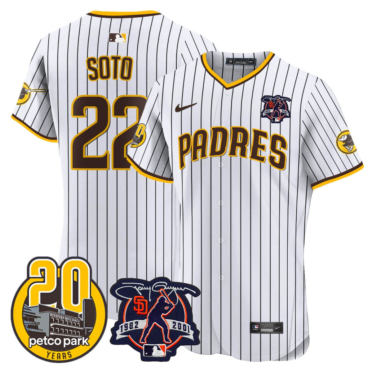 Men's Padres Tony Gwynn & Petco Park 20th Patch Vapor Premier Elite Jersey – All Stitched - Image 17