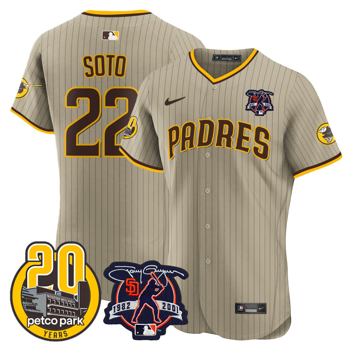 Men's Padres Tony Gwynn & Petco Park 20th Patch Vapor Premier Elite Jersey – All Stitched - Image 23