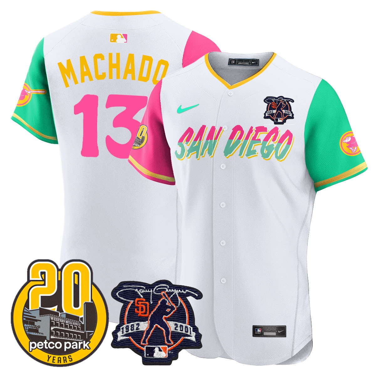 Men's Padres Tony Gwynn & Petco Park 20th Patch Vapor Premier Elite Jersey – All Stitched - Image 25