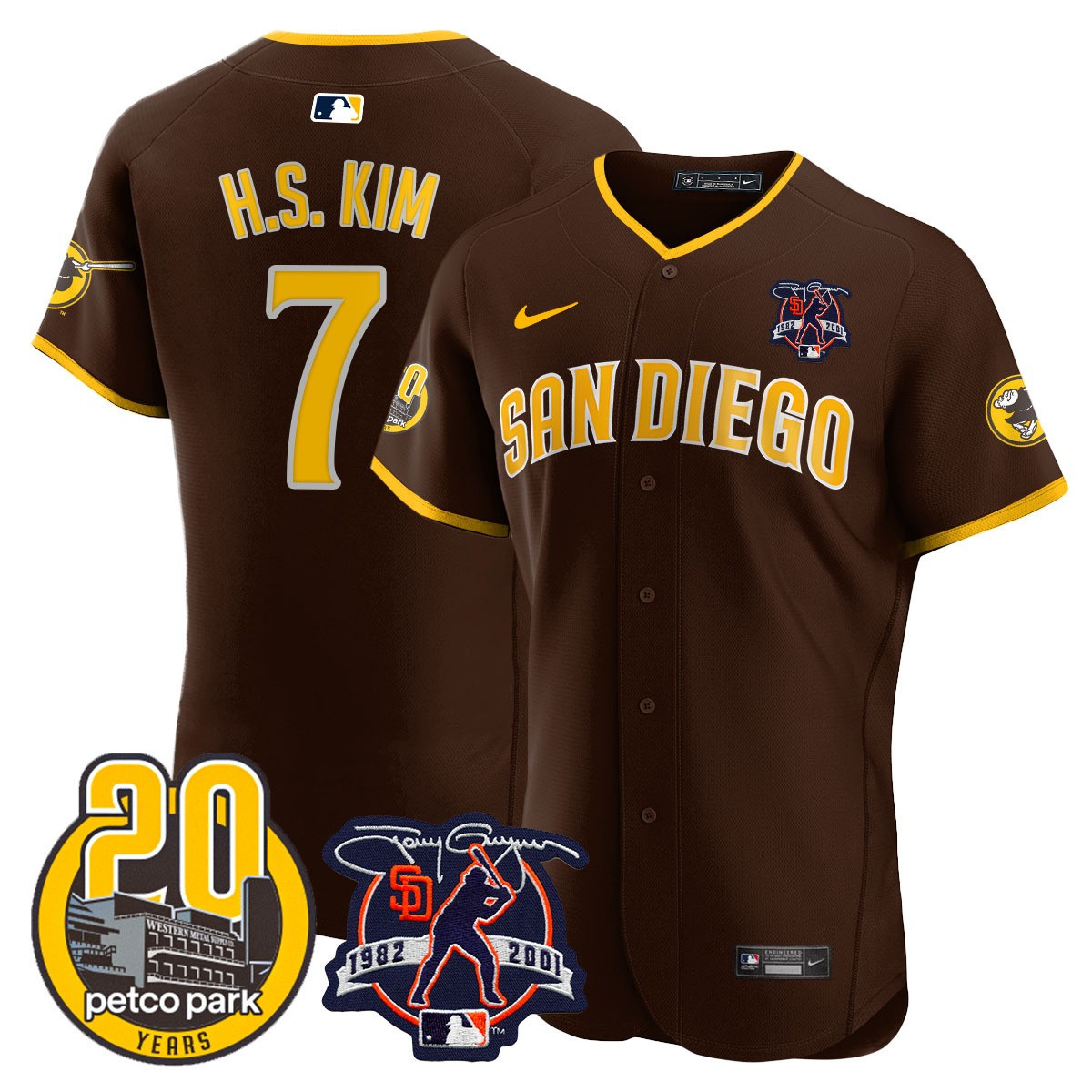 Men's Padres Tony Gwynn & Petco Park 20th Patch Vapor Premier Elite Jersey – All Stitched - Image 32