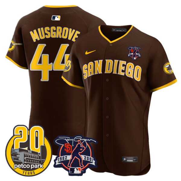 Men's Padres Tony Gwynn & Petco Park 20th Patch Vapor Premier Elite Jersey – All Stitched - Image 33
