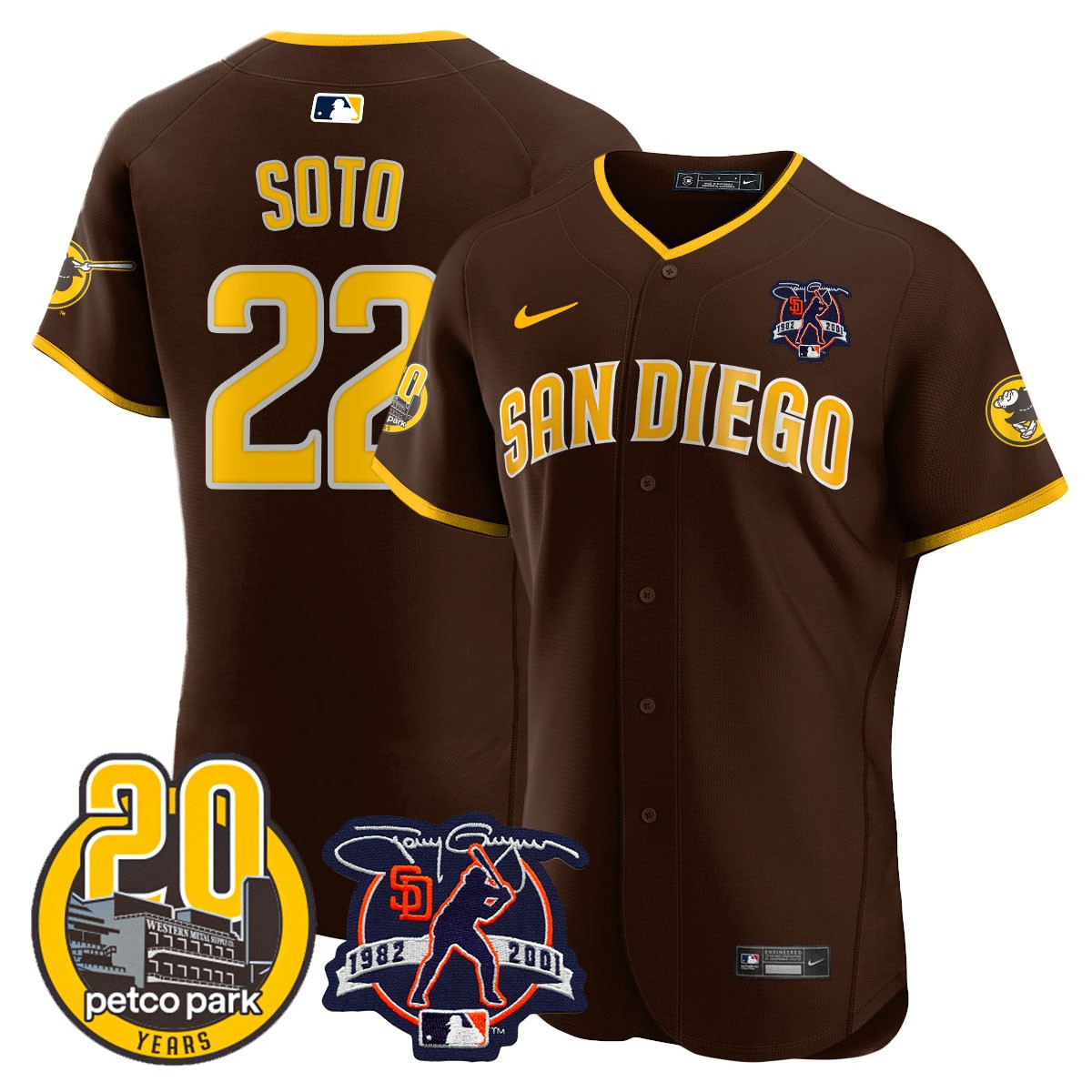 Men's Padres Tony Gwynn & Petco Park 20th Patch Vapor Premier Elite Jersey – All Stitched - Image 35