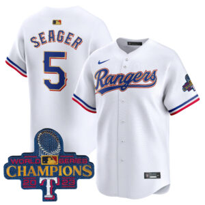 Men's Texas Rangers 2023 World Series Champions Gold Trim Vapor Premier Limited Jersey - All Stitched