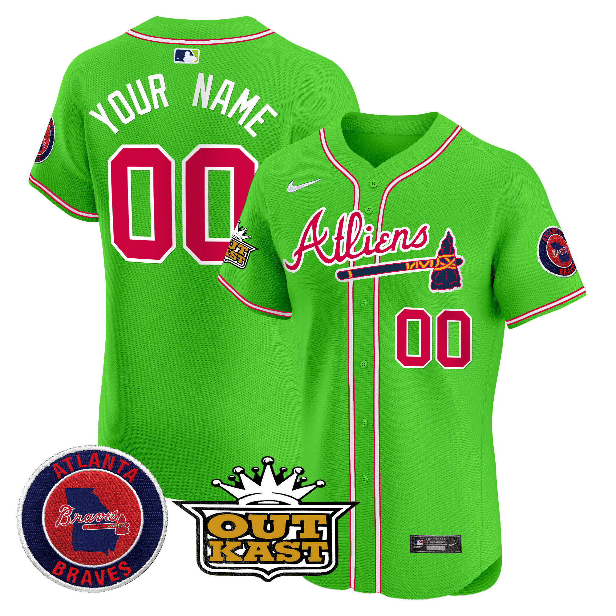 Atlanta Braves Atliens Vapor Premier Elite Custom Jersey - All Stitched - Image 2