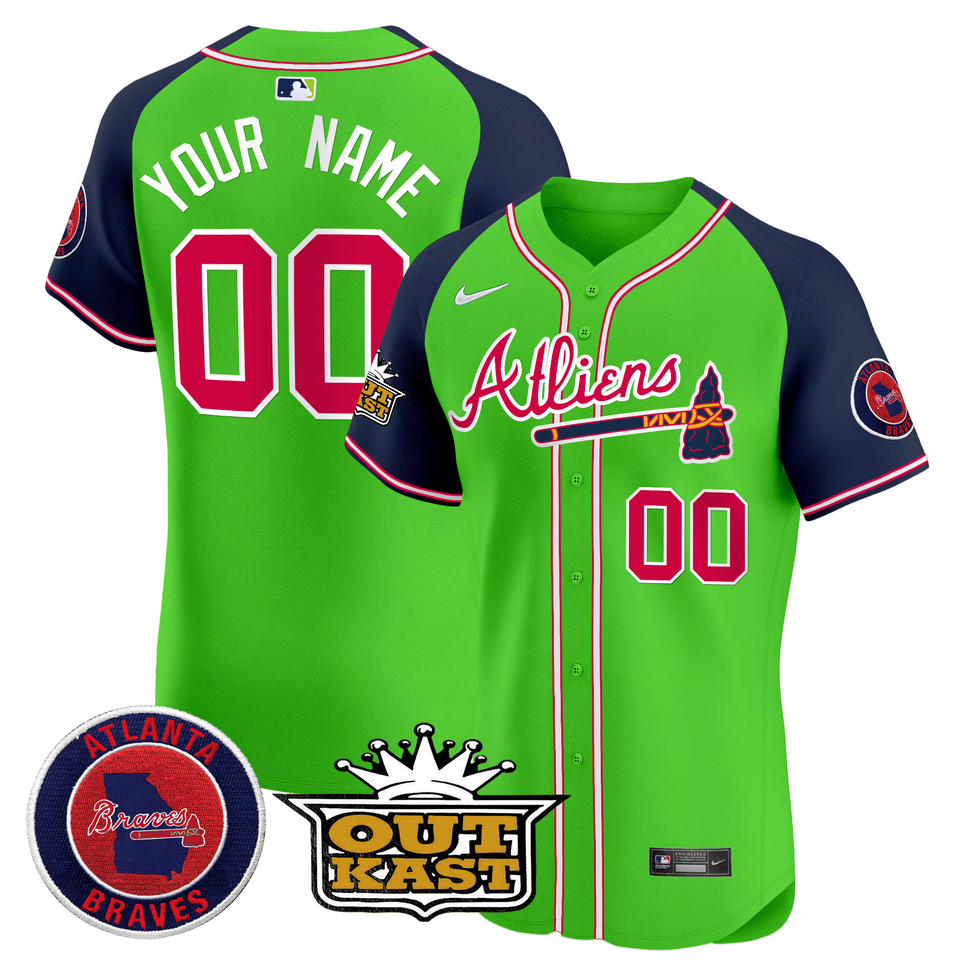 Atlanta Braves Atliens Vapor Premier Elite Custom Jersey - All Stitched - Image 3